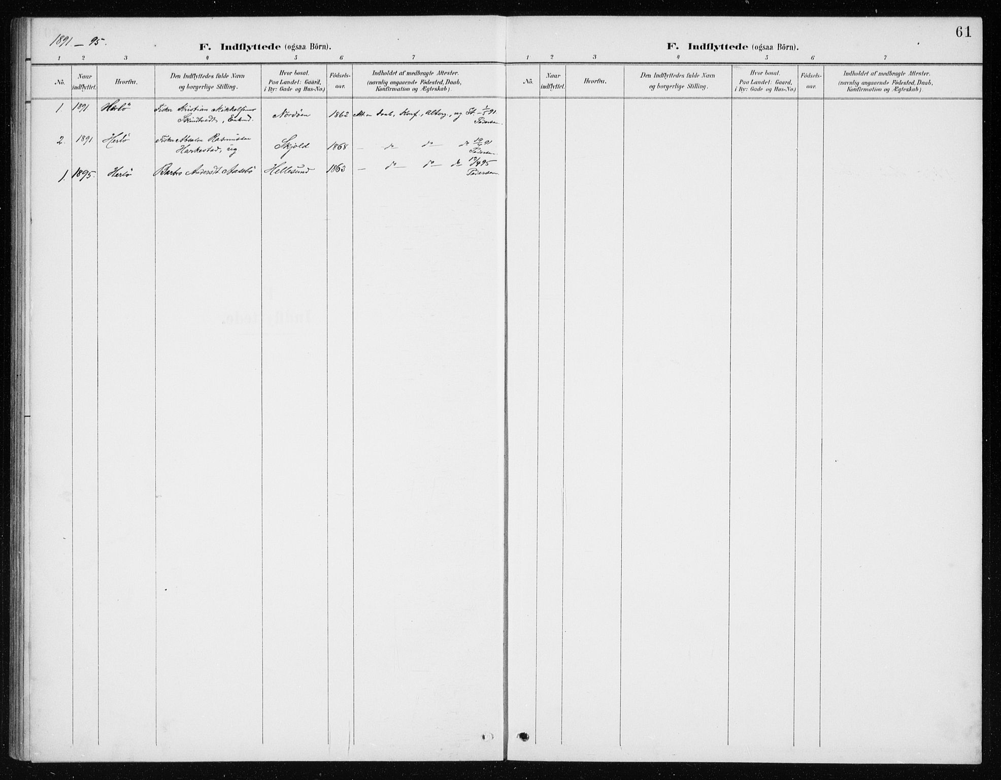 Manger sokneprestembete, SAB/A-76801/H/Haa: Parish register (official) no. E  2, 1891-1902, p. 61