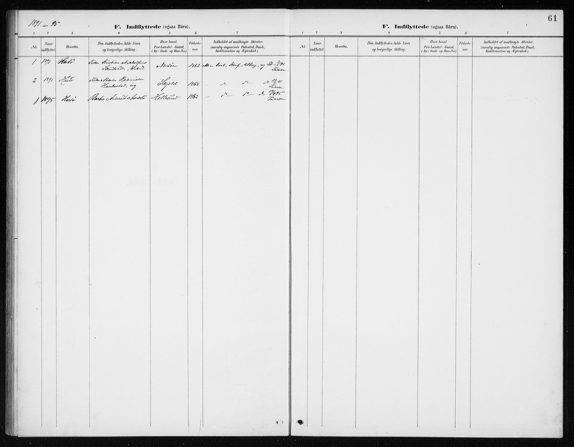 Manger sokneprestembete, AV/SAB-A-76801/H/Haa: Parish register (official) no. E  2, 1891-1902, p. 61