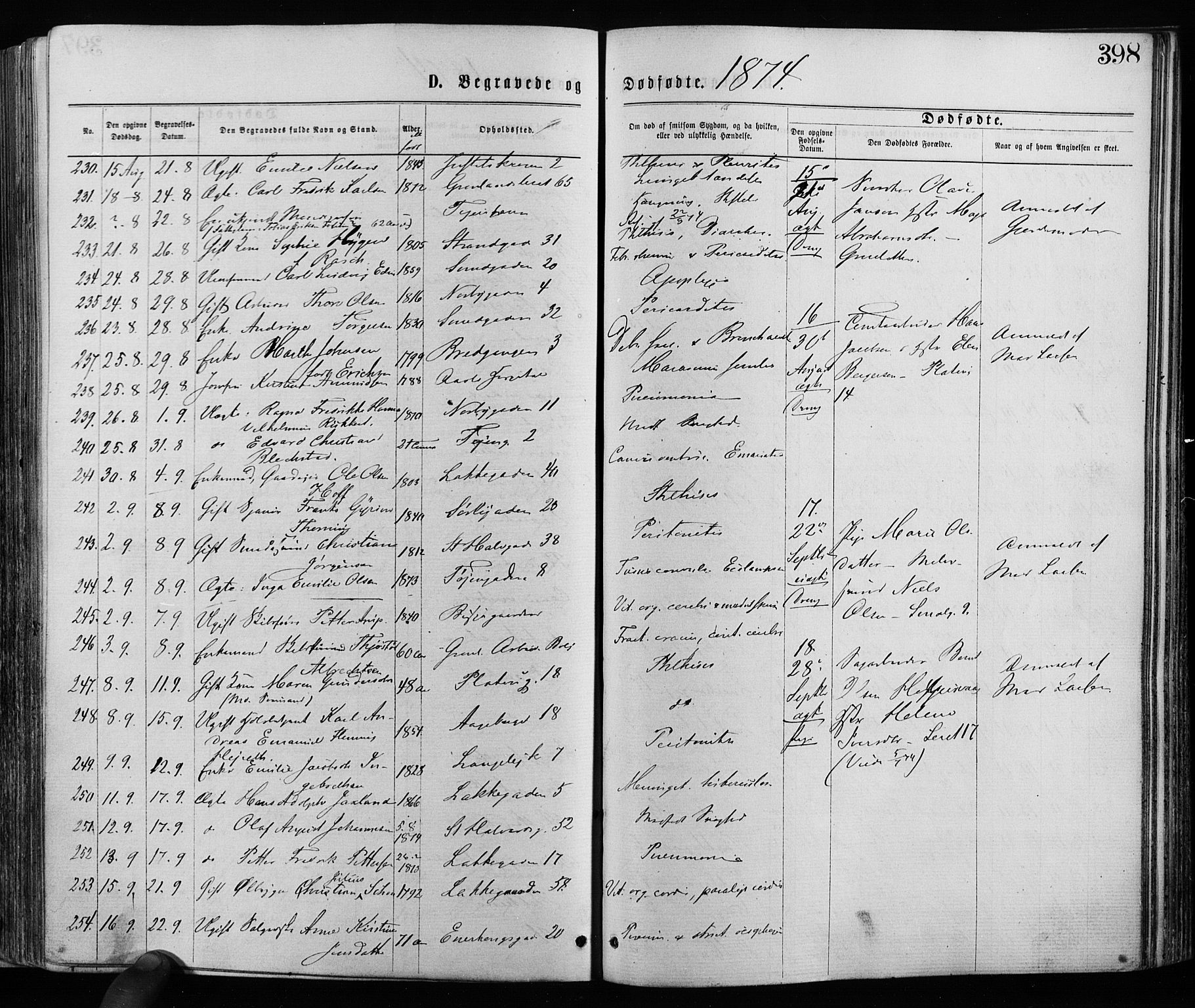 Grønland prestekontor Kirkebøker, SAO/A-10848/F/Fa/L0005: Parish register (official) no. 5, 1869-1880, p. 398