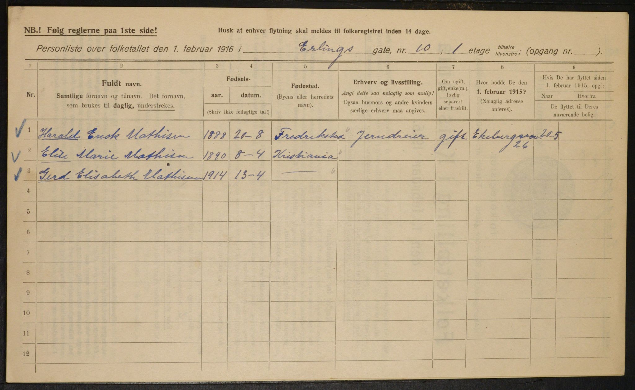 OBA, Municipal Census 1916 for Kristiania, 1916, p. 22390