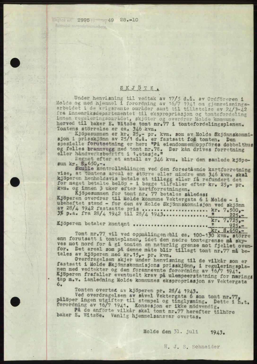 Romsdal sorenskriveri, AV/SAT-A-4149/1/2/2C: Mortgage book no. A31, 1949-1949, Diary no: : 2995/1949