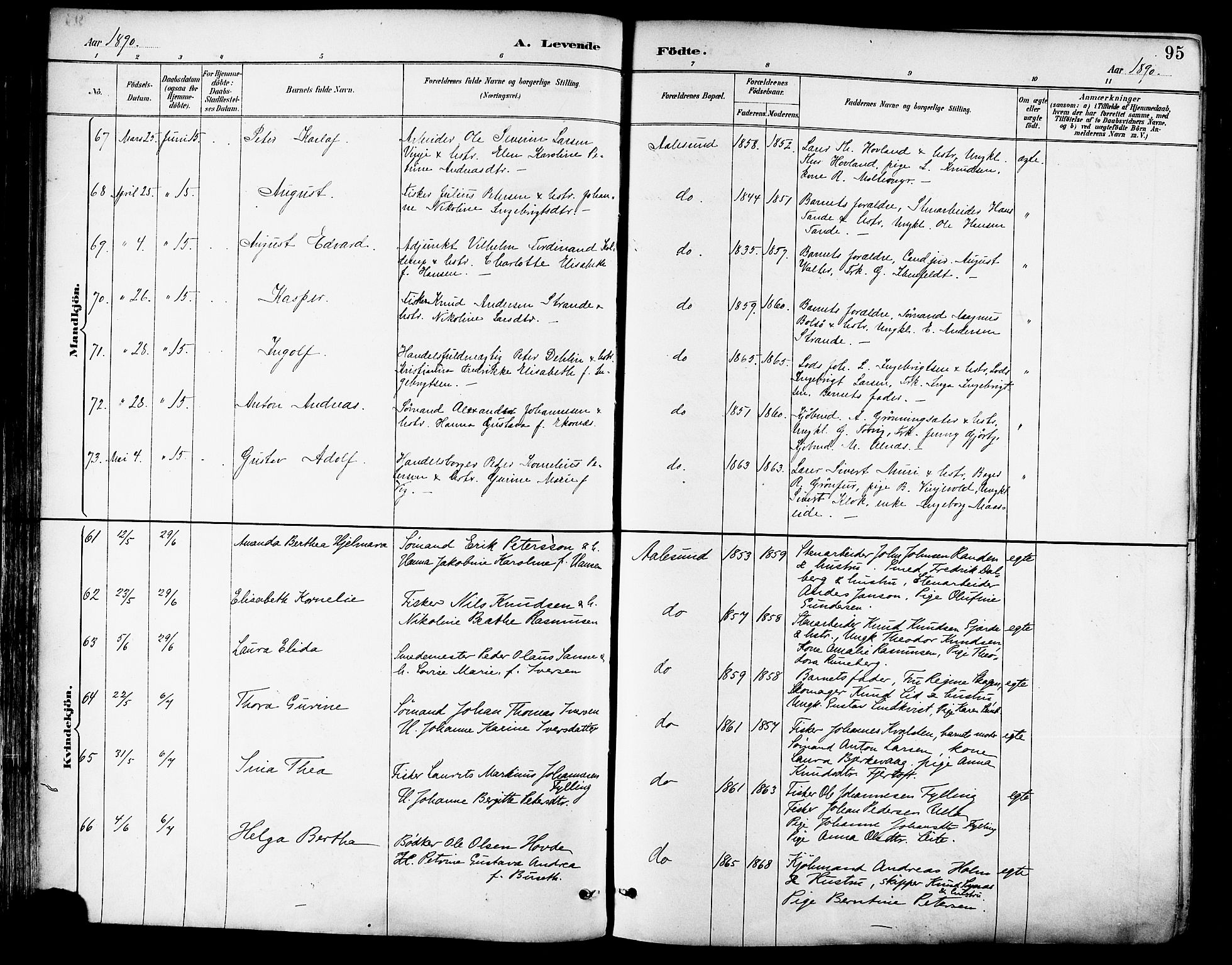 Ministerialprotokoller, klokkerbøker og fødselsregistre - Møre og Romsdal, AV/SAT-A-1454/529/L0455: Parish register (official) no. 529A05, 1885-1893, p. 95