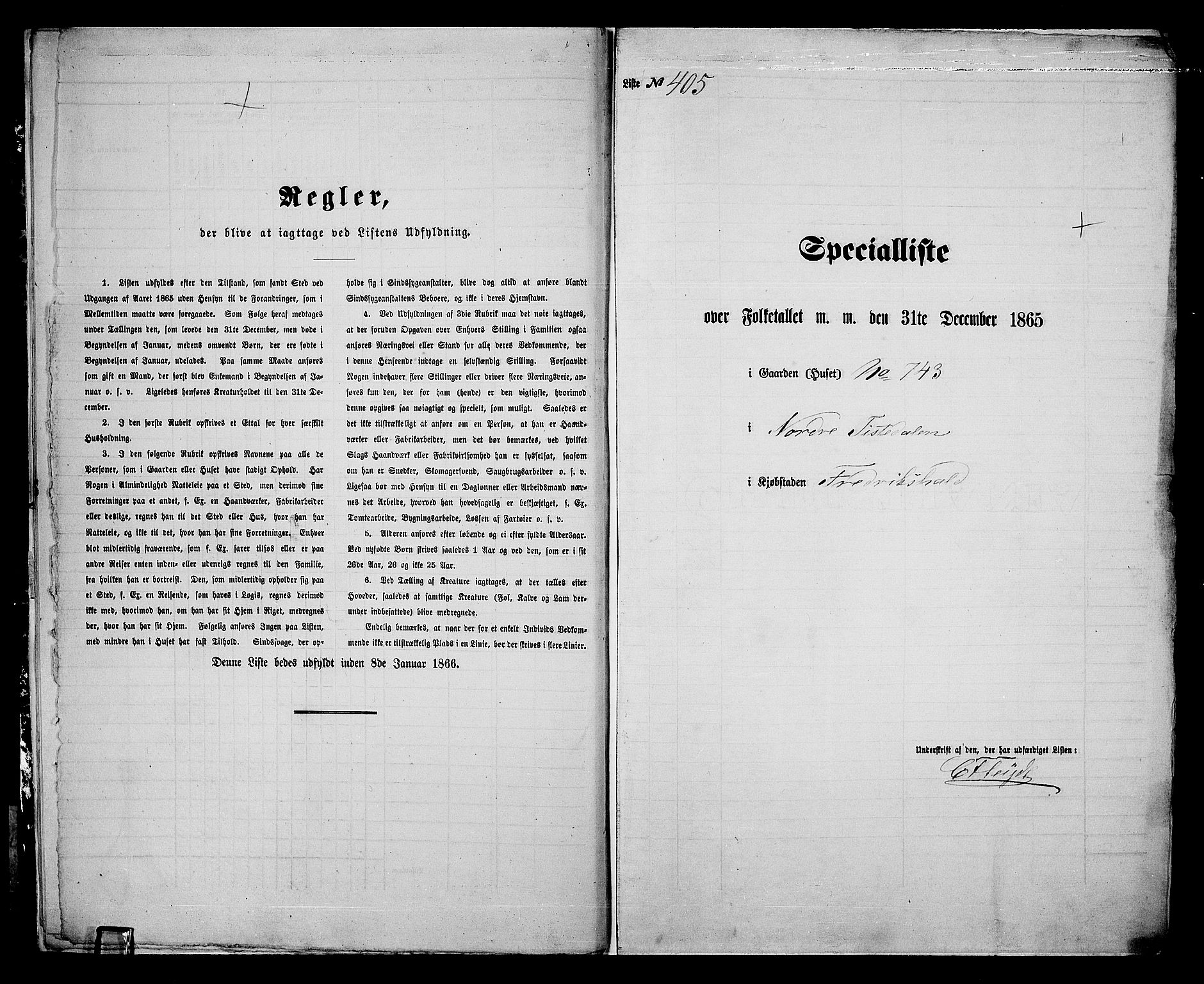 RA, 1865 census for Fredrikshald, 1865, p. 813