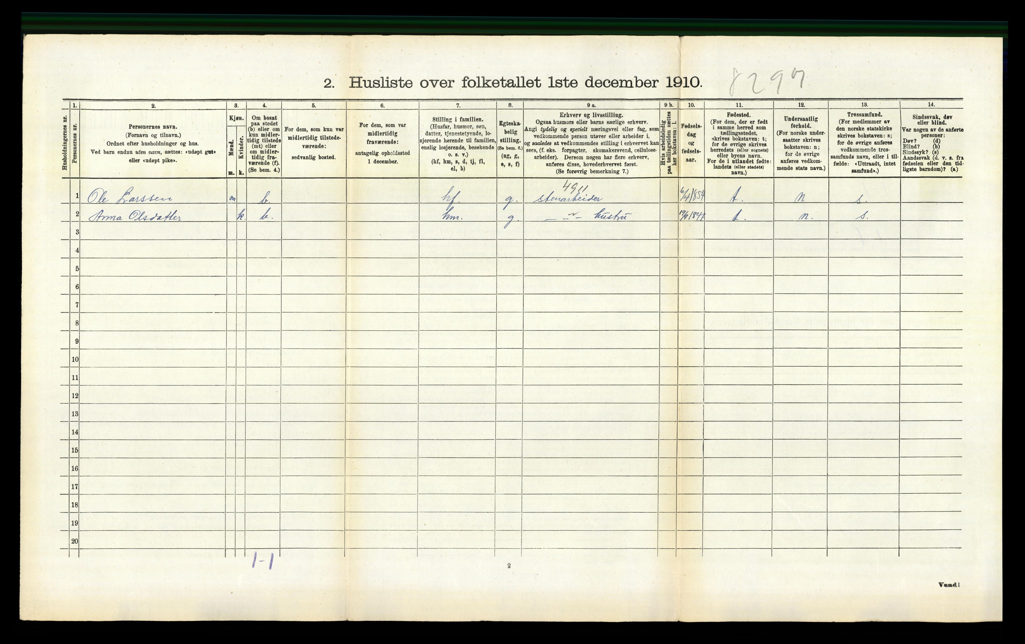 RA, 1910 census for Os, 1910, p. 335