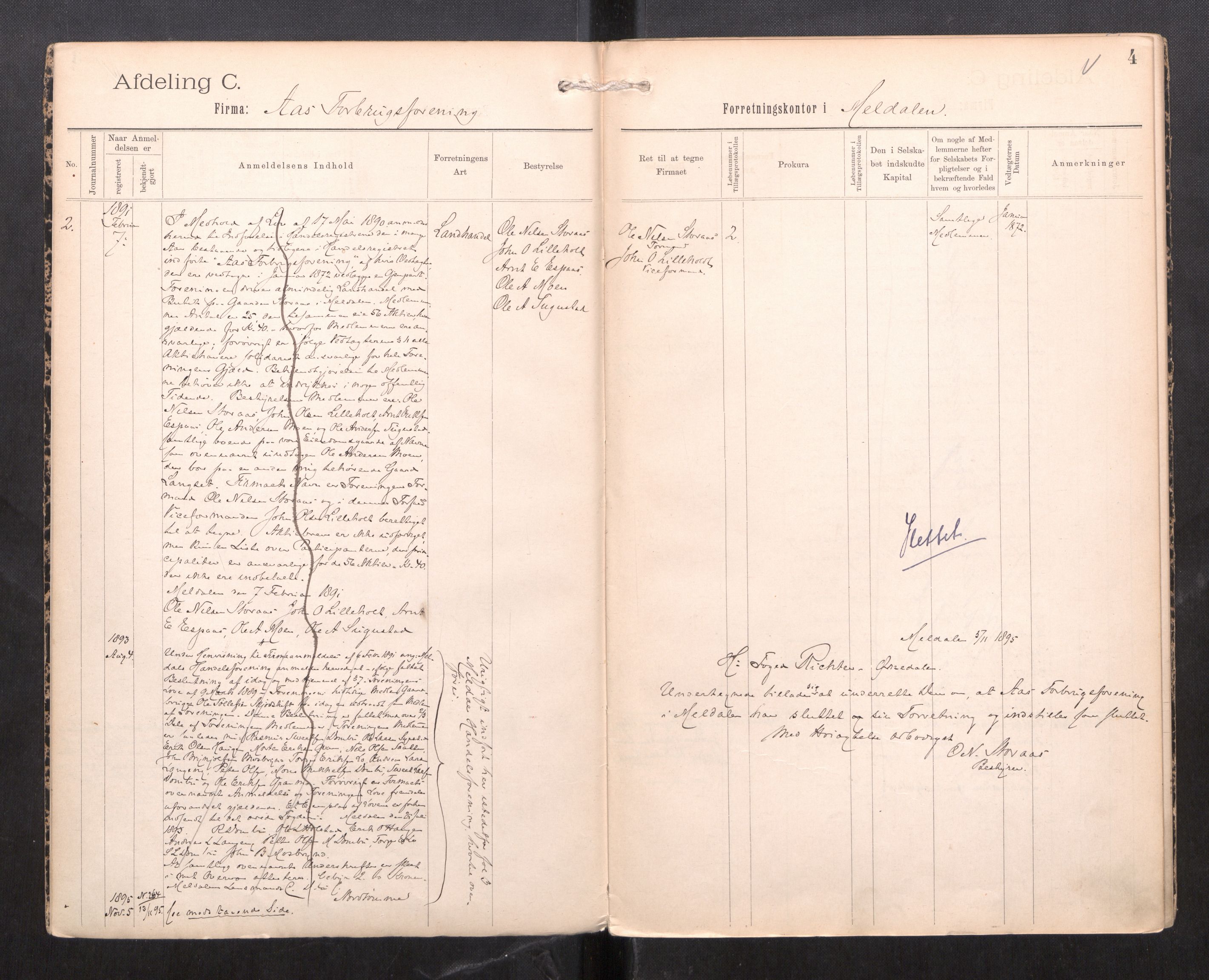 Orkdal sorenskriveri, AV/SAT-A-4169/2/J/Ja/Jaa/L0011: Firmaregister C, 1891-1895, p. 5