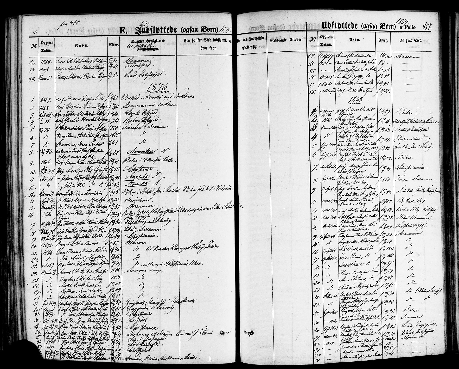 Hof kirkebøker, SAKO/A-64/F/Fa/L0006: Parish register (official) no. I 6, 1851-1877, p. 457
