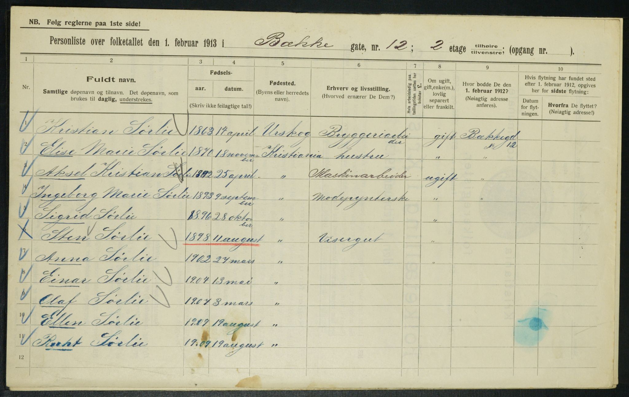 OBA, Municipal Census 1914 for Kristiania, 1914, p. 11259