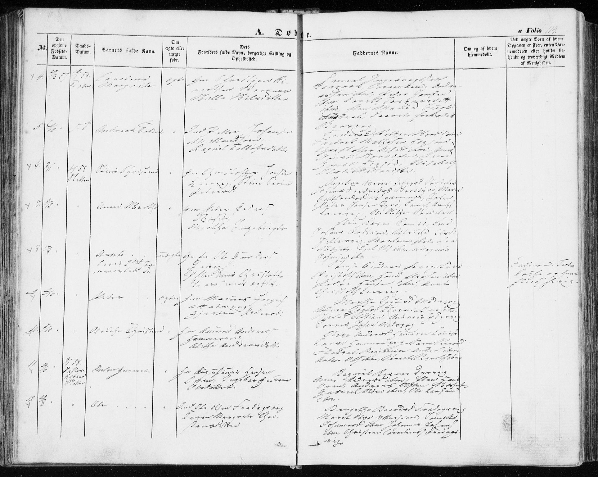 Ministerialprotokoller, klokkerbøker og fødselsregistre - Sør-Trøndelag, SAT/A-1456/634/L0530: Parish register (official) no. 634A06, 1852-1860, p. 114