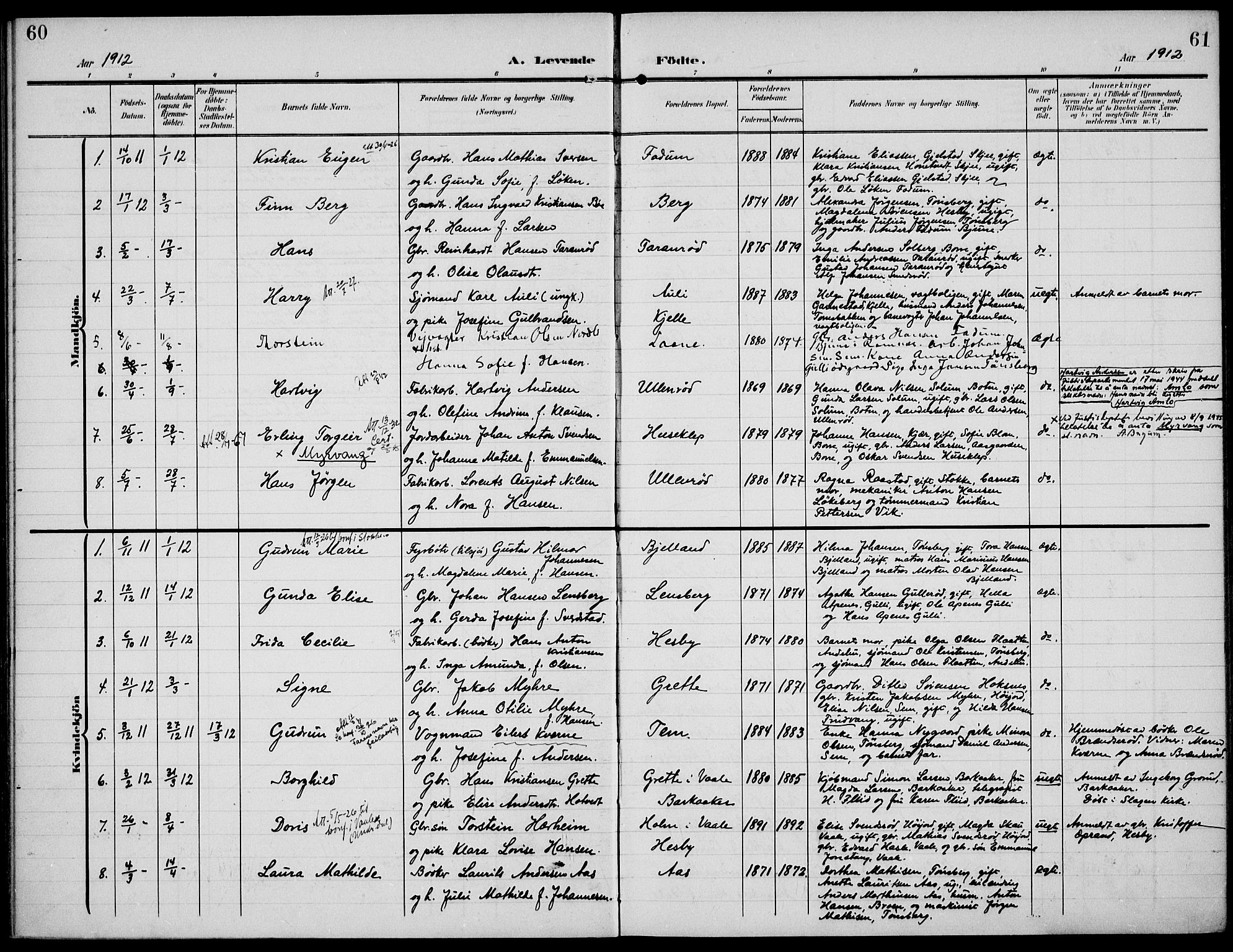 Sem kirkebøker, AV/SAKO-A-5/F/Fa/L0012: Parish register (official) no. I 12, 1905-1915, p. 60-61