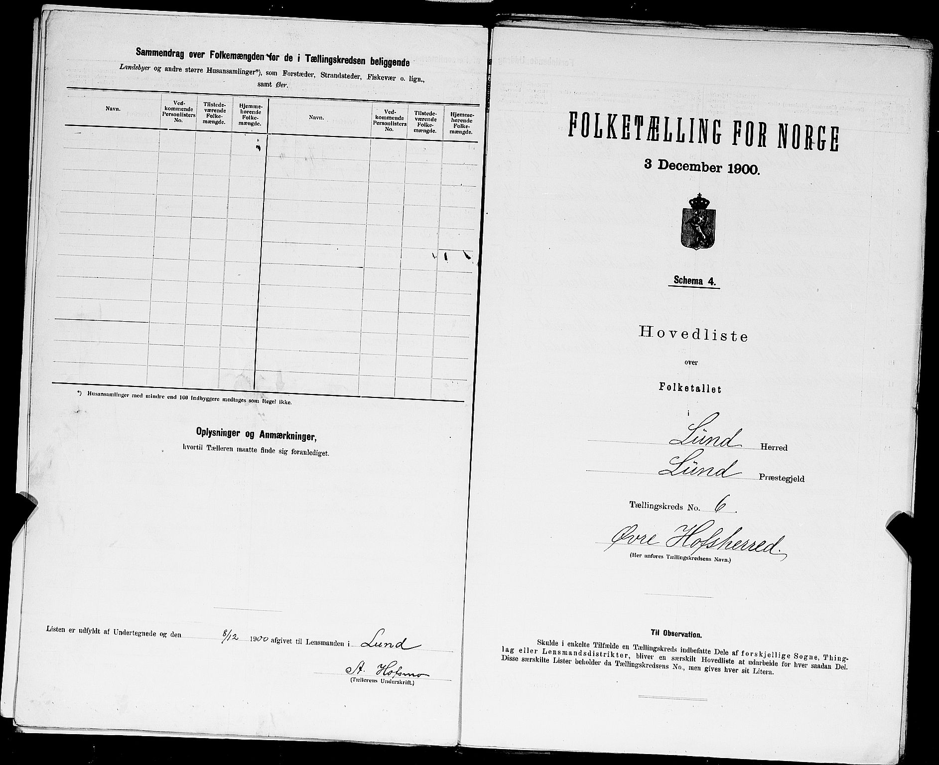 SAST, 1900 census for Lund, 1900, p. 20