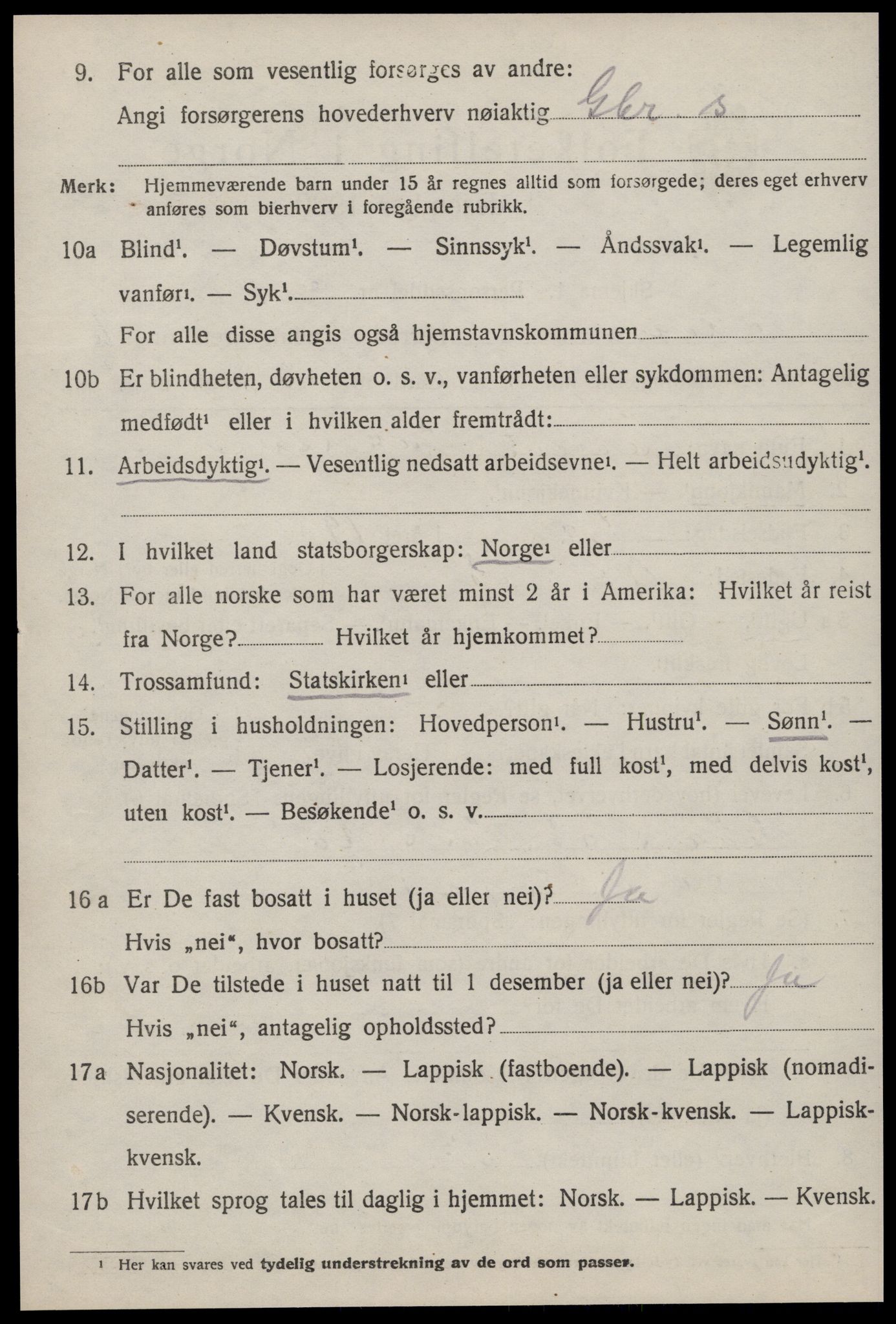 SAT, 1920 census for Ørland, 1920, p. 4944