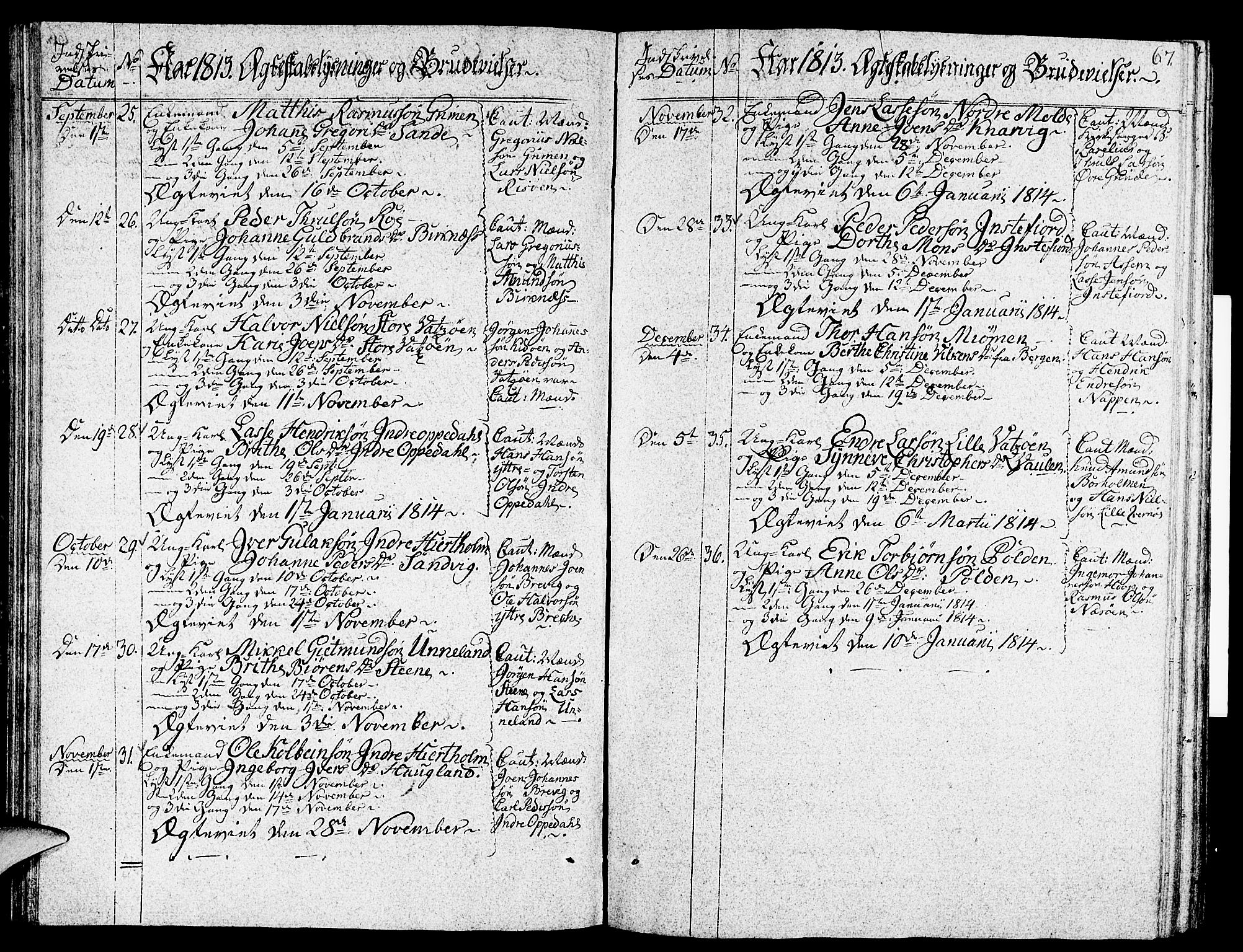 Gulen sokneprestembete, SAB/A-80201/H/Haa/Haaa/L0017: Parish register (official) no. A 17, 1809-1825, p. 67