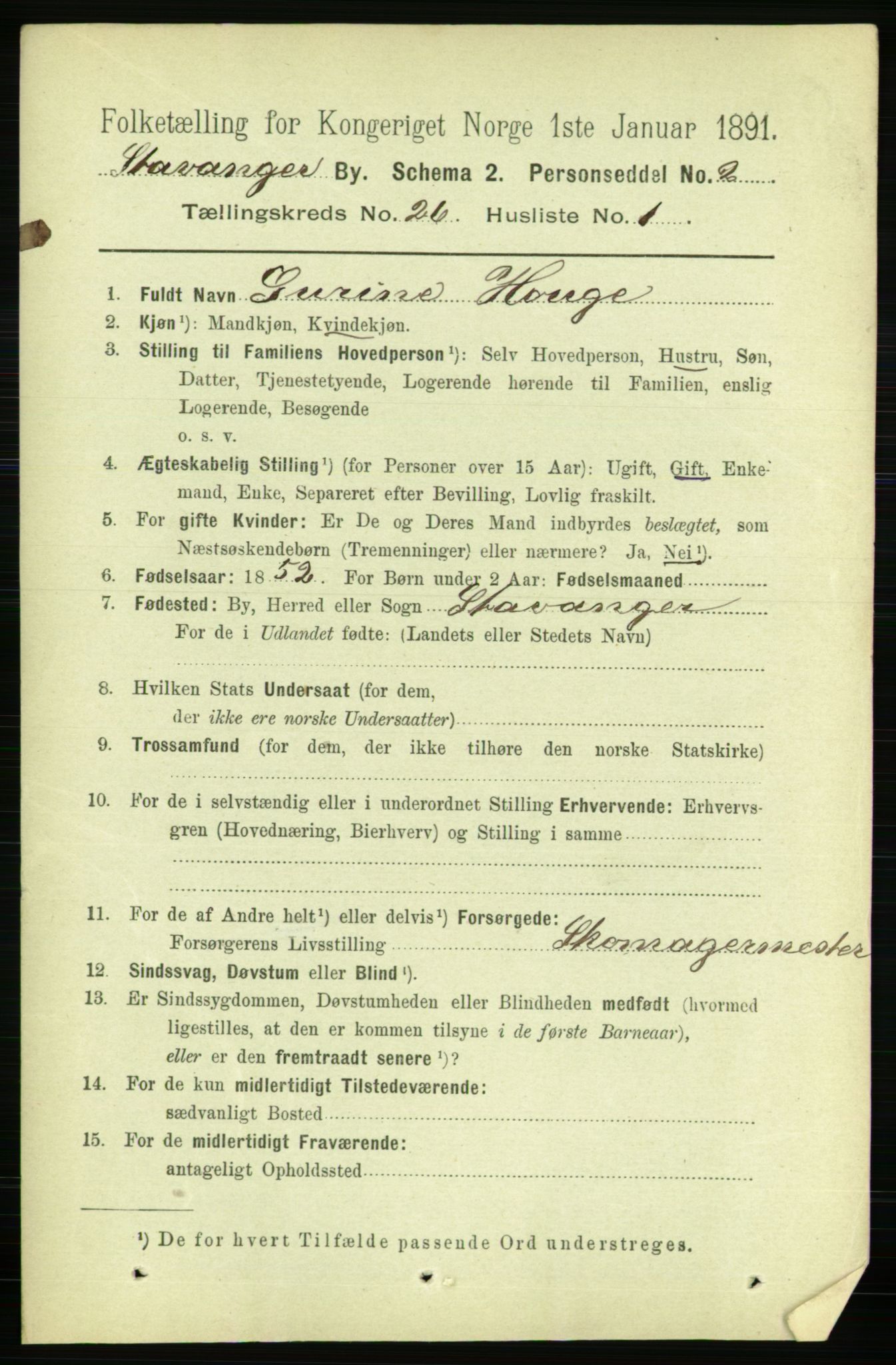 RA, 1891 census for 1103 Stavanger, 1891, p. 28119