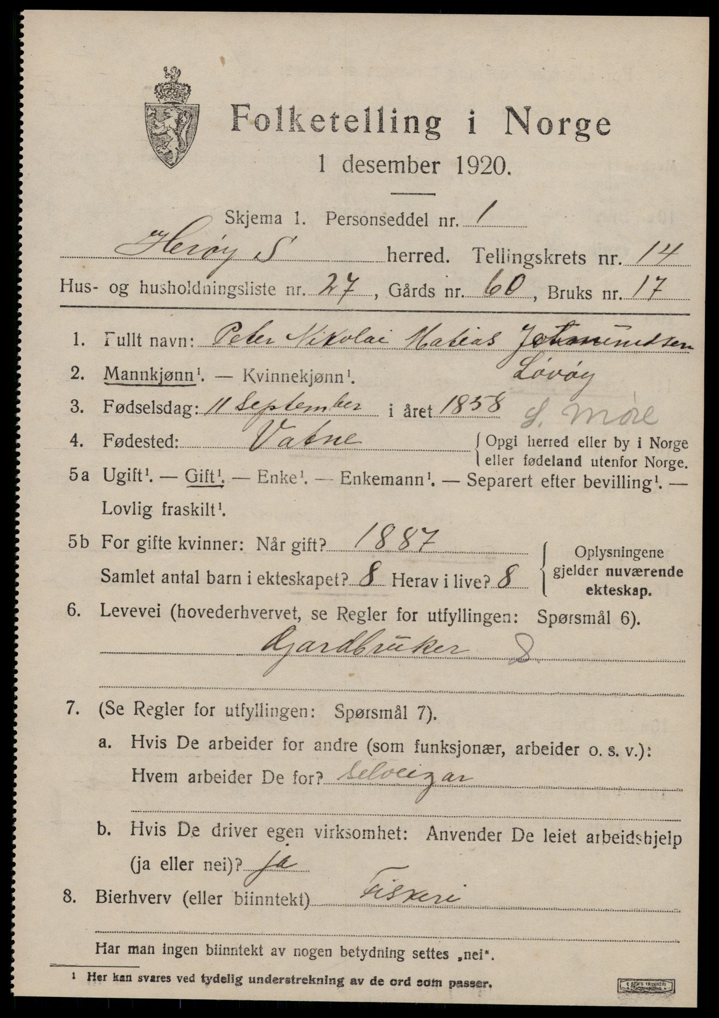 SAT, 1920 census for Herøy (MR), 1920, p. 8931