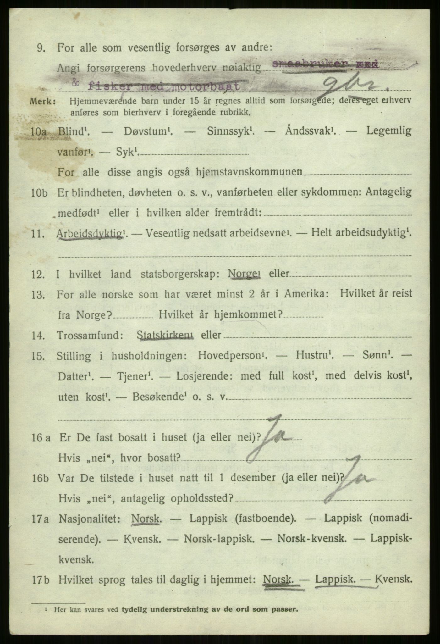 SATØ, 1920 census for Lyngen, 1920, p. 6609