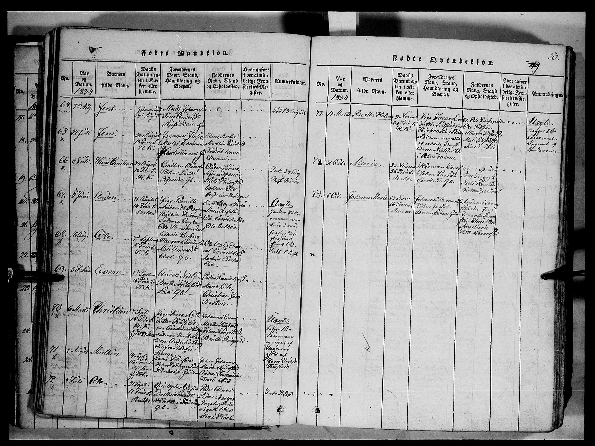 Østre Toten prestekontor, SAH/PREST-104/H/Ha/Haa/L0001: Parish register (official) no. 1, 1828-1839, p. 50