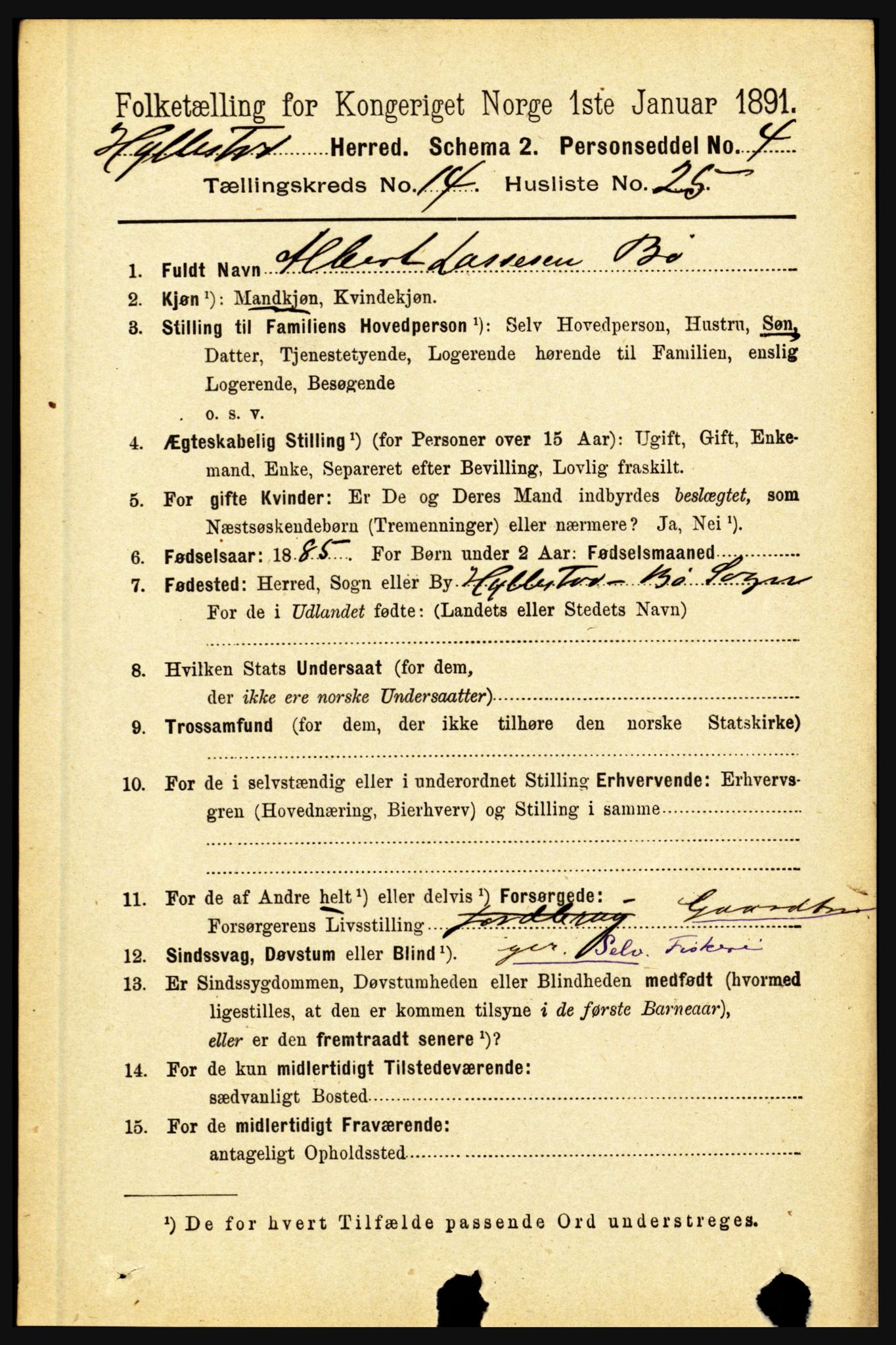 RA, 1891 census for 1413 Hyllestad, 1891, p. 2670