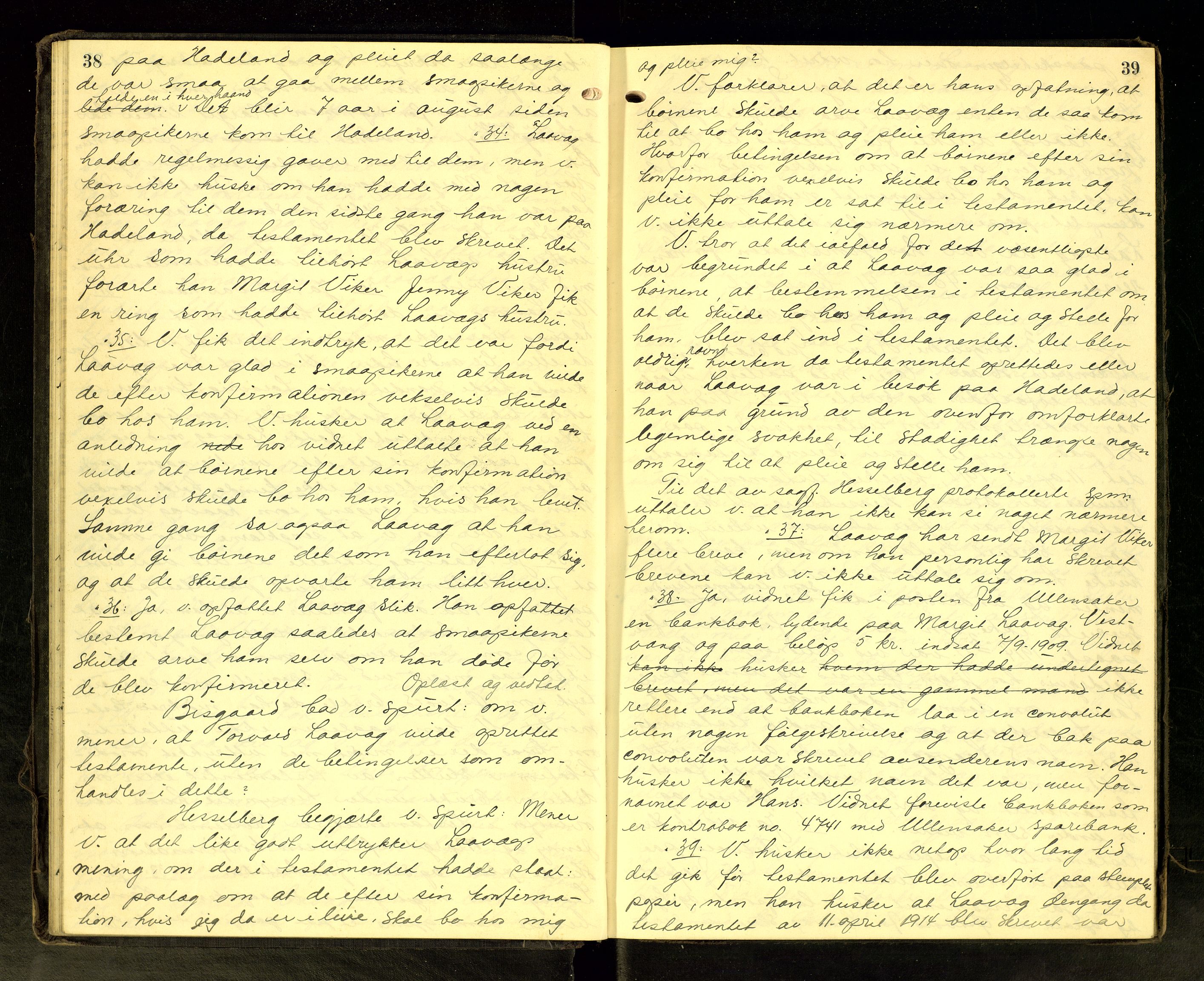 Hadeland og Land tingrett, AV/SAH-TING-010/G/Gc/L0056: Ekstrarettsprotokoll, 1916-1918, p. 38-39