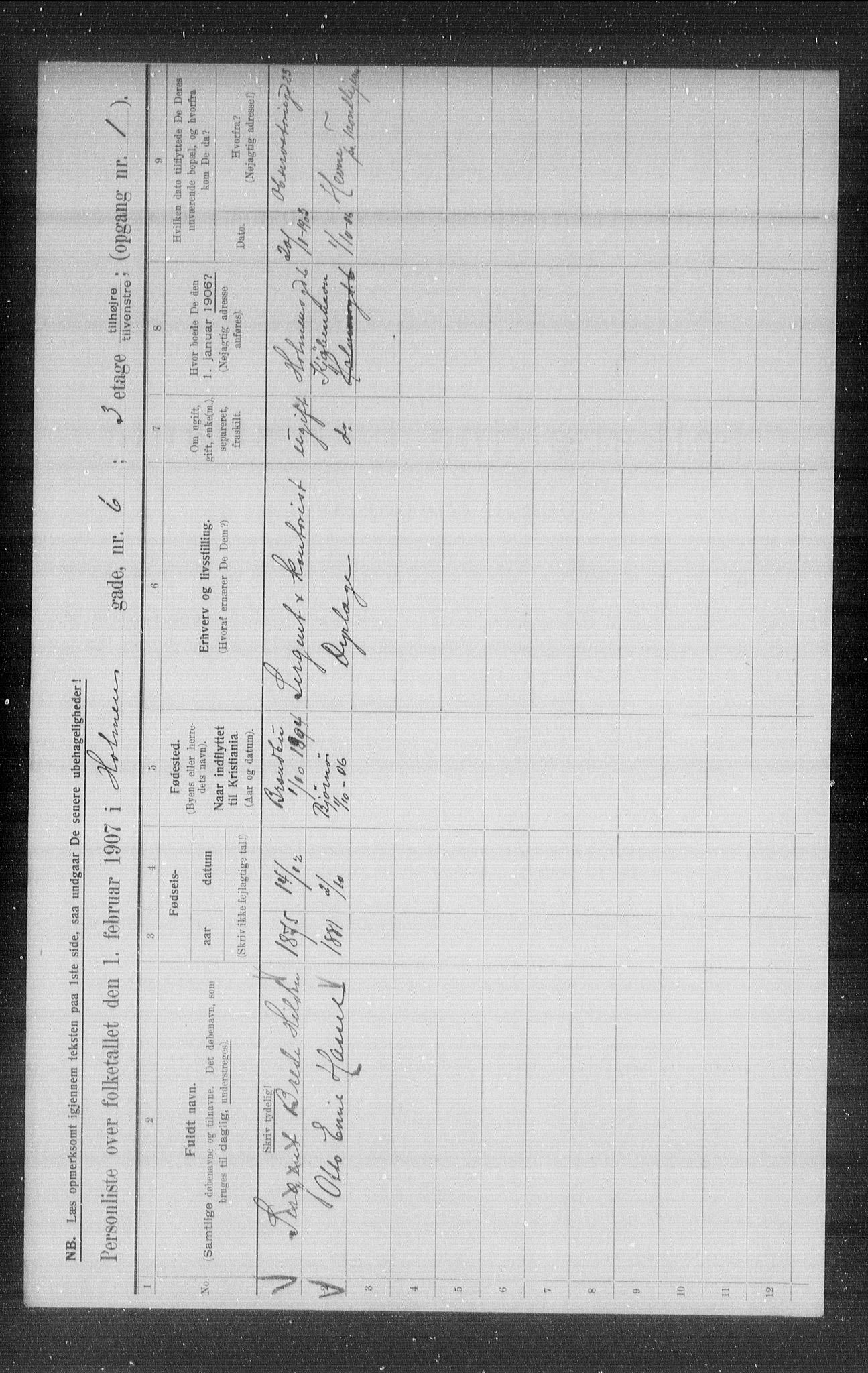 OBA, Municipal Census 1907 for Kristiania, 1907, p. 20999