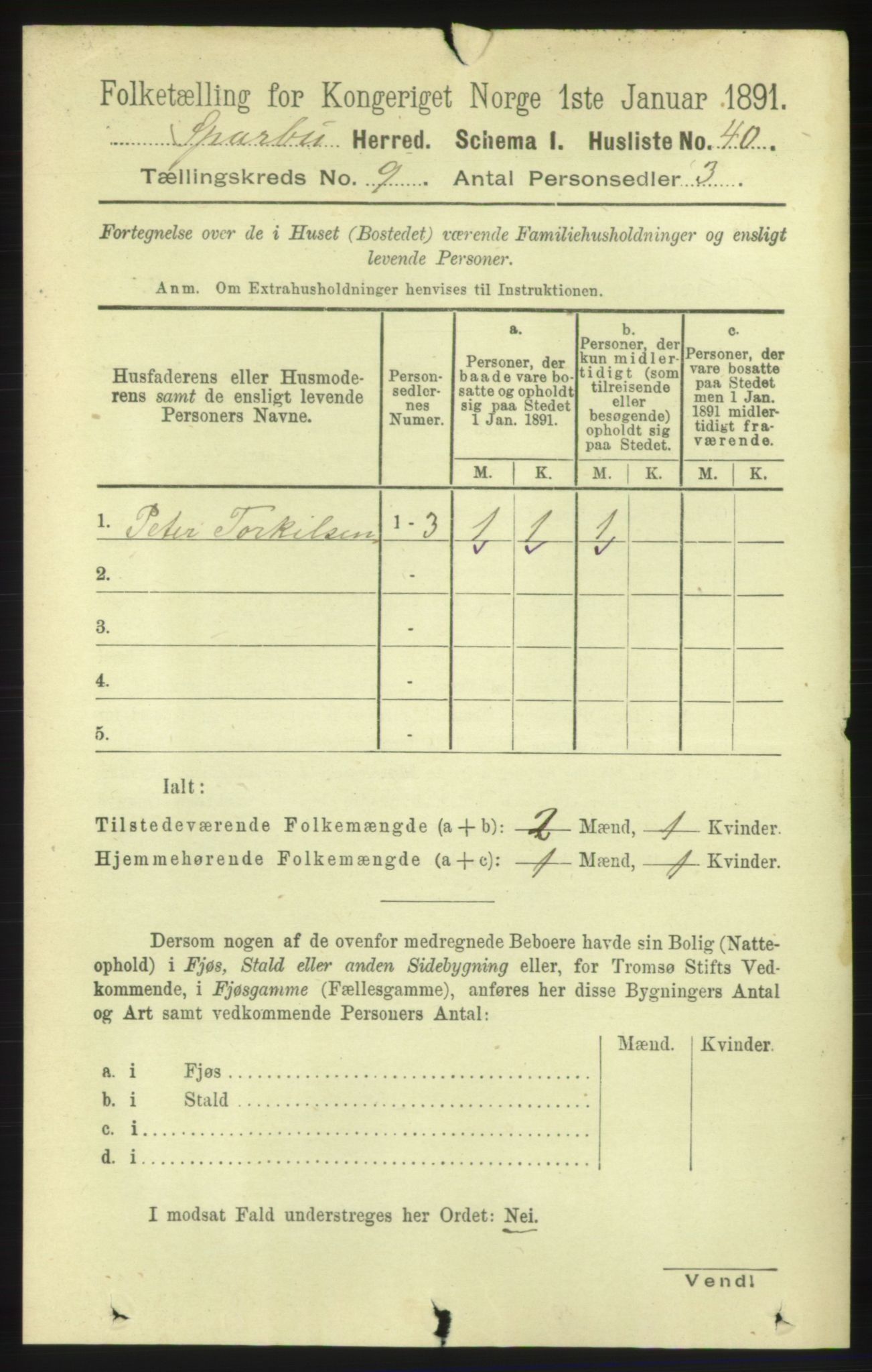 RA, 1891 census for 1731 Sparbu, 1891, p. 3052