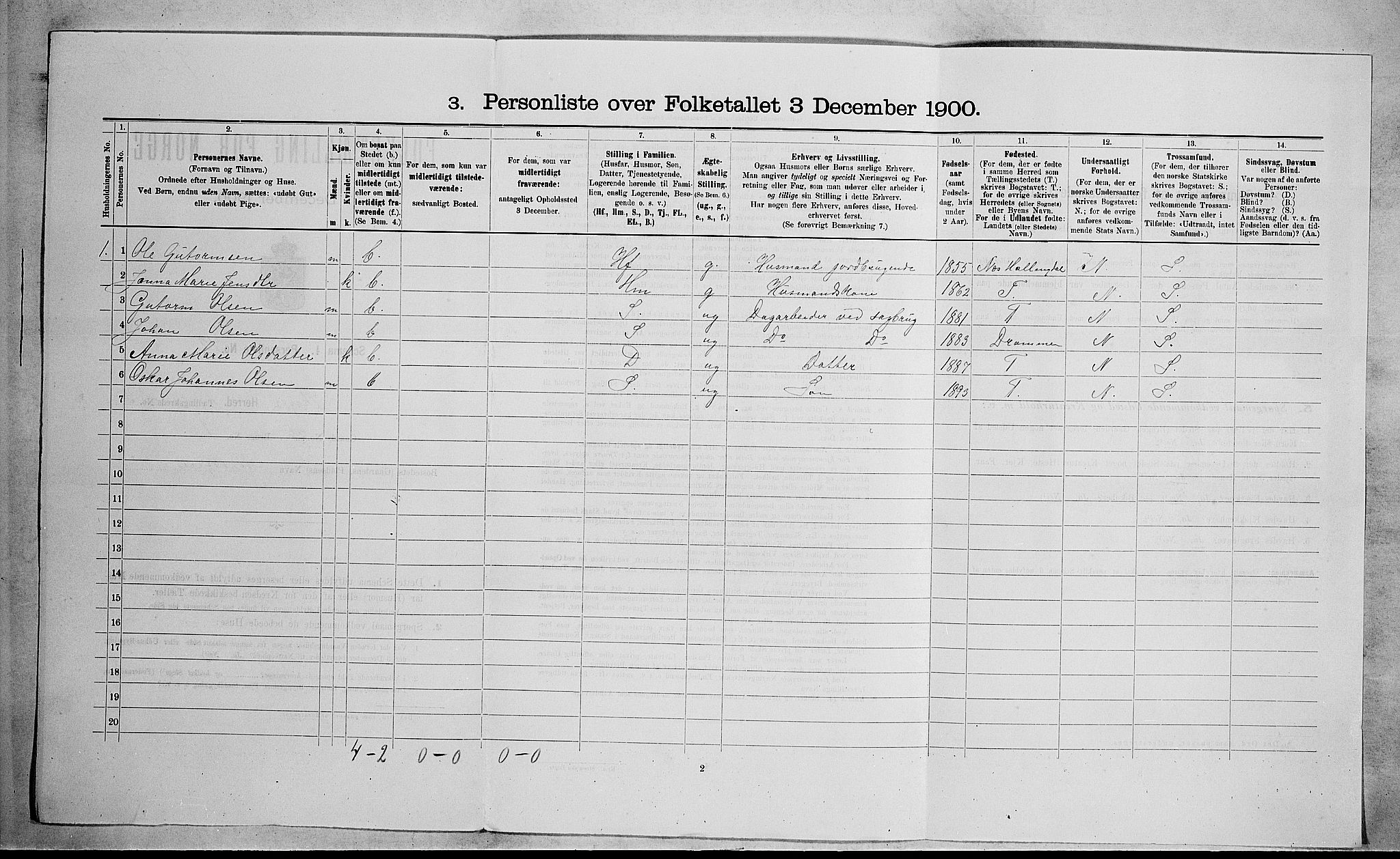 RA, 1900 census for Skoger, 1900, p. 433