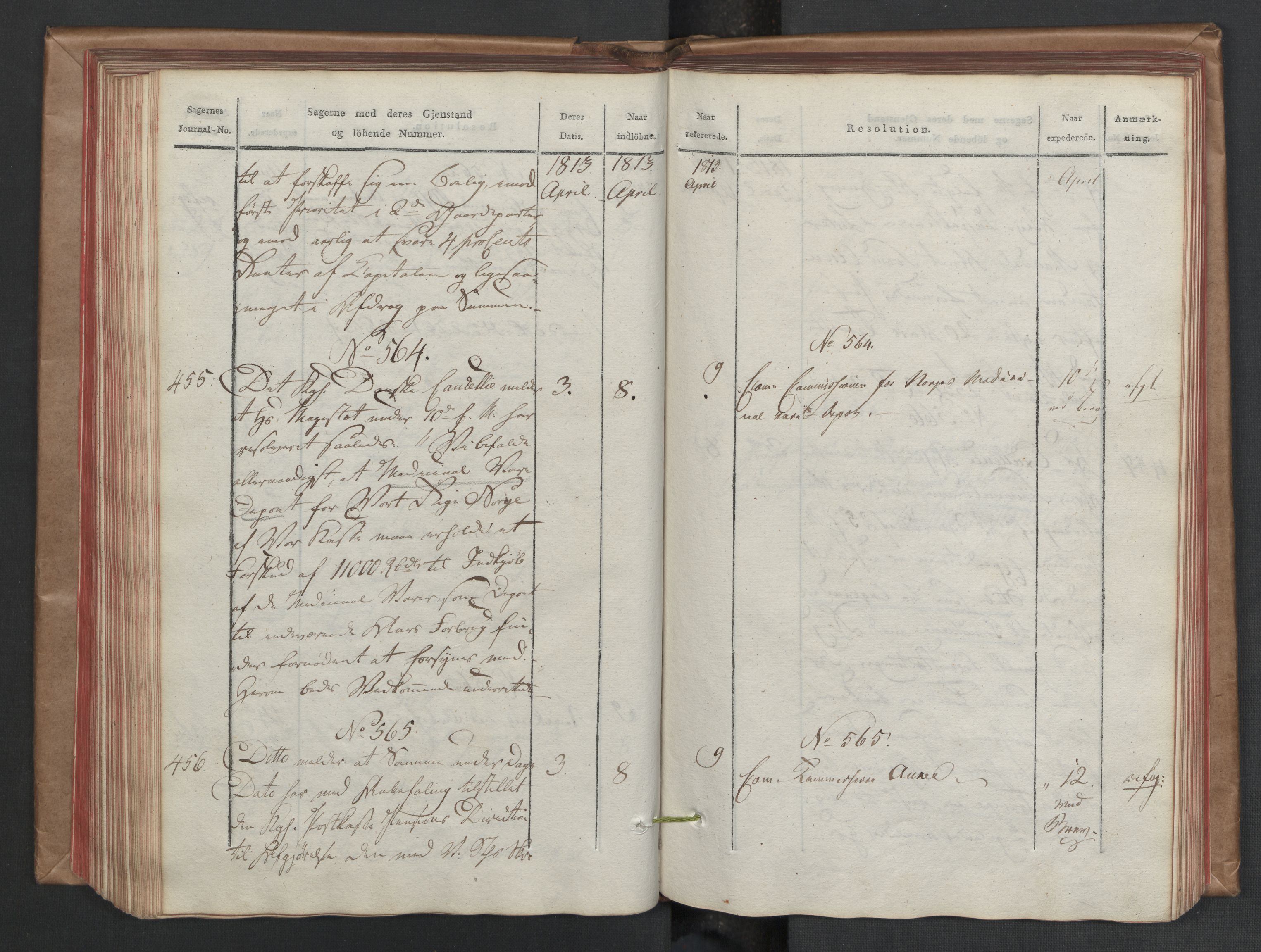 Stattholderembetet 1810-1814, 2. kontor (Kontor B), AV/RA-EA-5432/Aa/L0002: Kollegial referatprotokoll,  j.nr. 284-511,  l.nr. 328-639, 1812-1813, p. 164