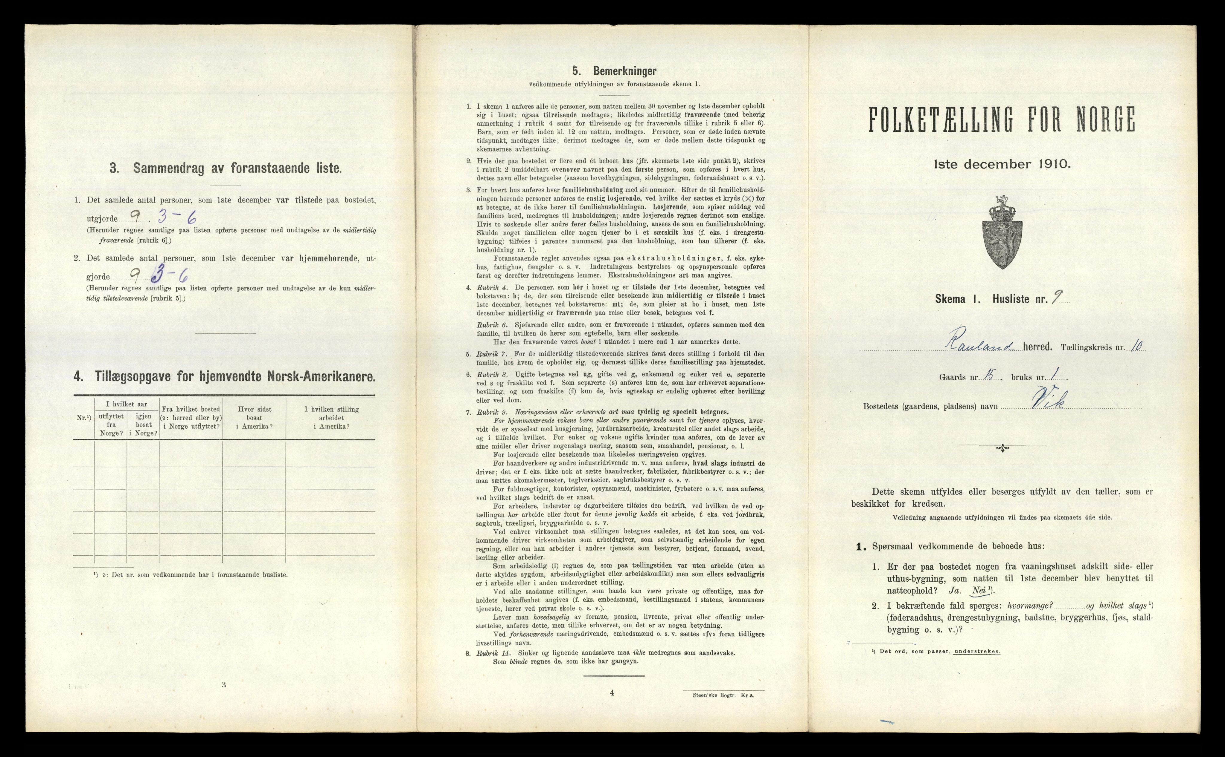RA, 1910 census for Rauland, 1910, p. 353