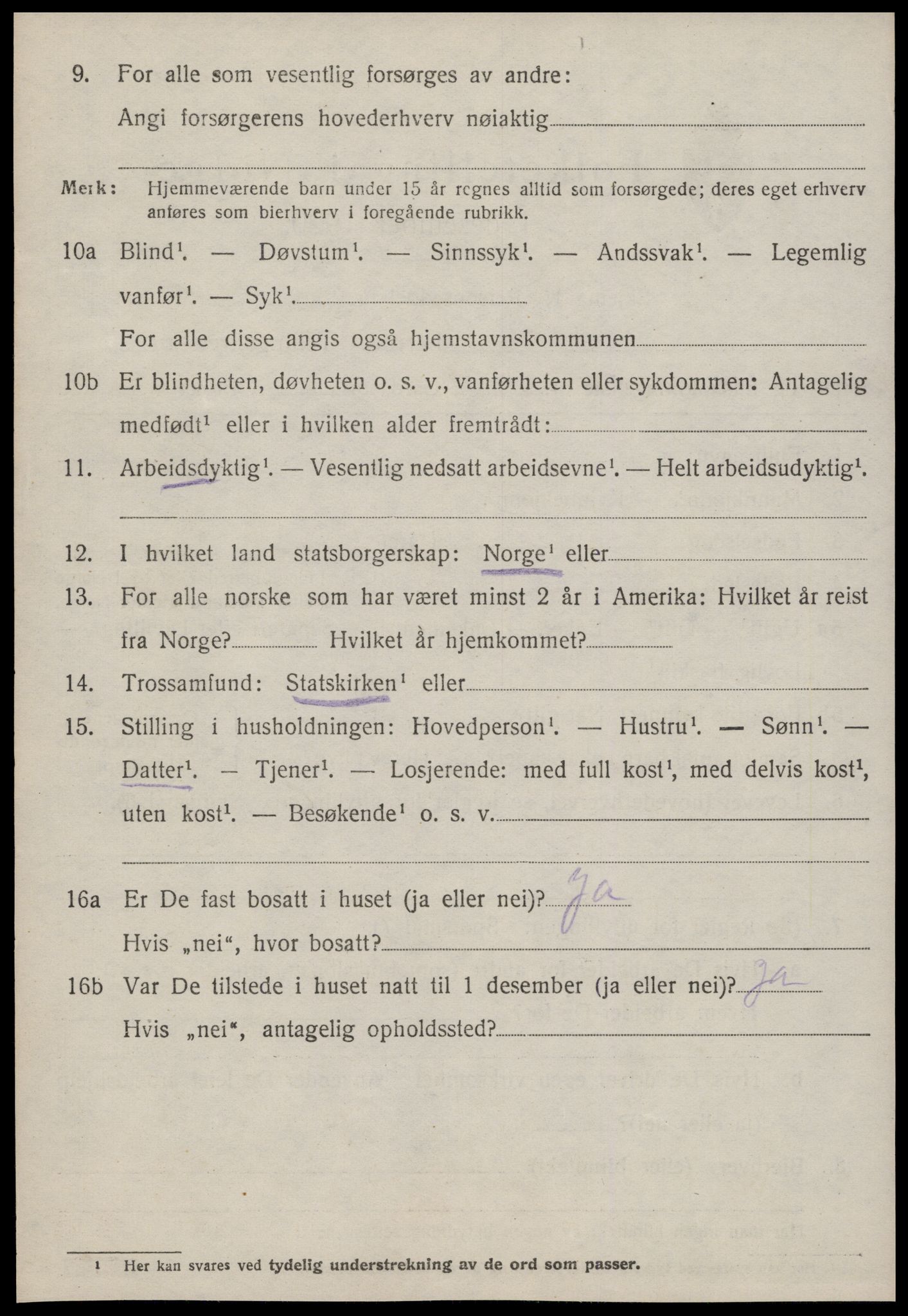 SAT, 1920 census for Hustad, 1920, p. 3594