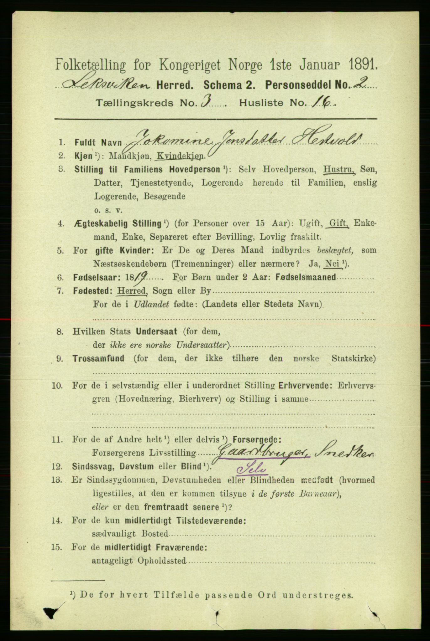 RA, 1891 census for 1718 Leksvik, 1891, p. 1278