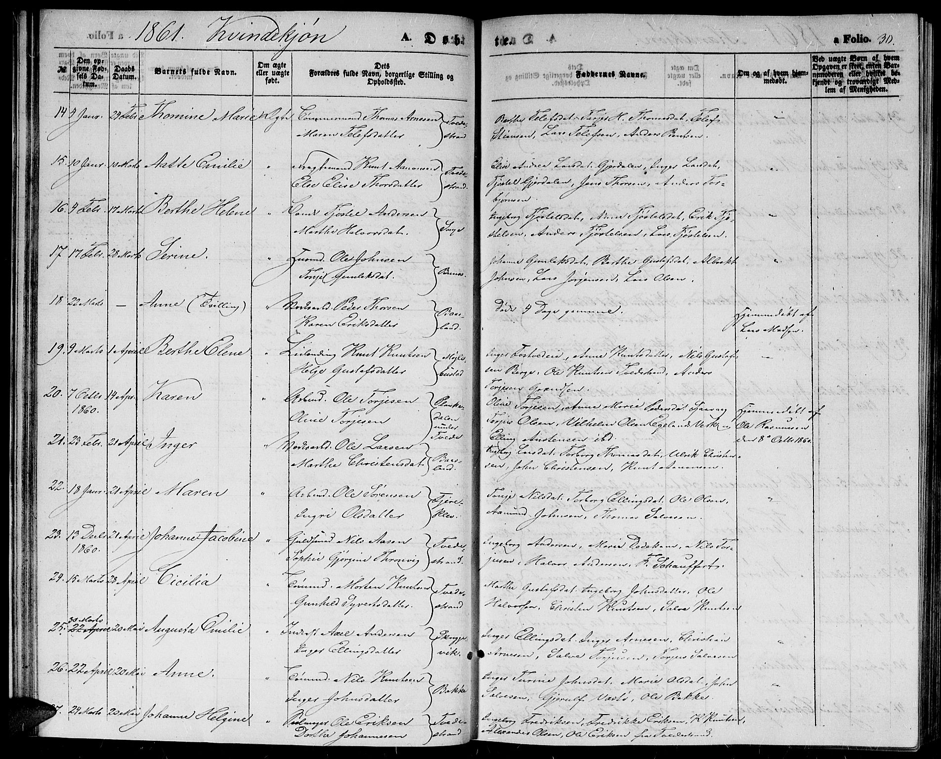 Holt sokneprestkontor, AV/SAK-1111-0021/F/Fb/L0008: Parish register (copy) no. B 8, 1858-1871, p. 30