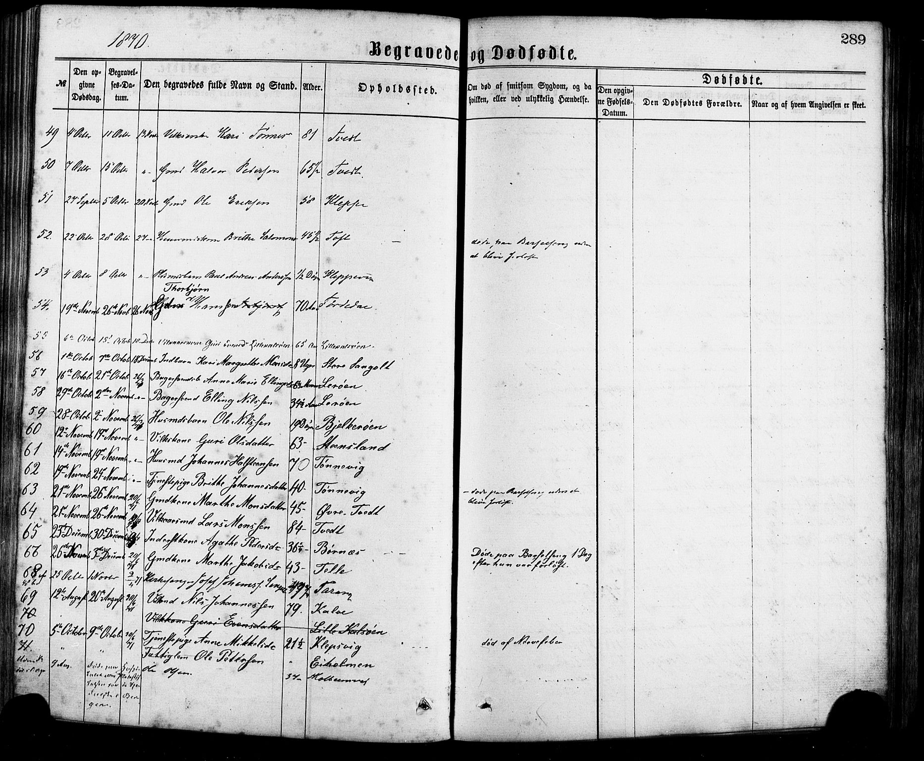 Sund sokneprestembete, AV/SAB-A-99930: Parish register (official) no. A 15, 1867-1881, p. 289