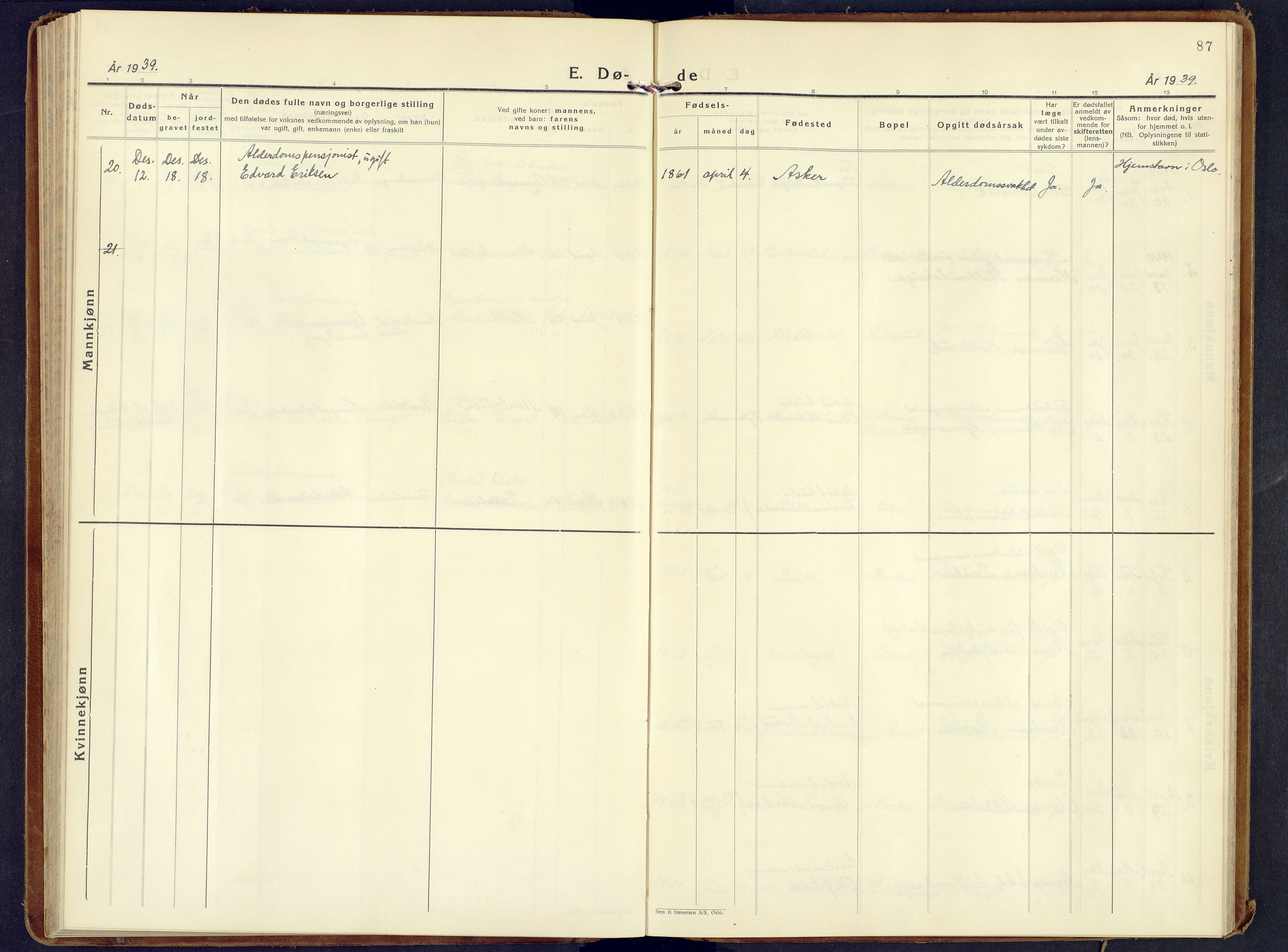 Våler prestekontor, Hedmark, AV/SAH-PREST-040/H/Ha/Haa/L0012: Parish register (official) no. 12, 1933-1952, p. 87