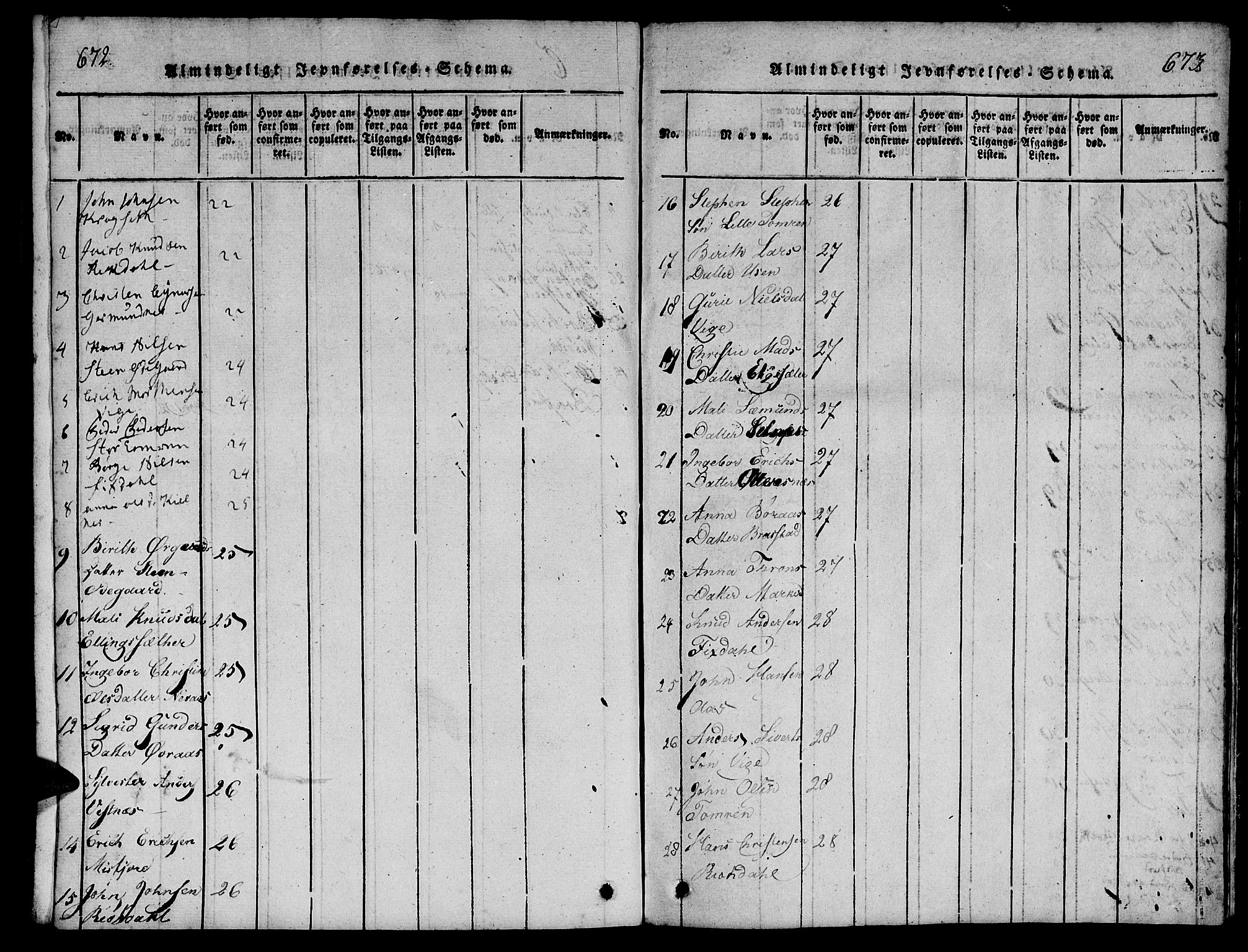 Ministerialprotokoller, klokkerbøker og fødselsregistre - Møre og Romsdal, AV/SAT-A-1454/539/L0528: Parish register (official) no. 539A01, 1818-1847, p. 672-673