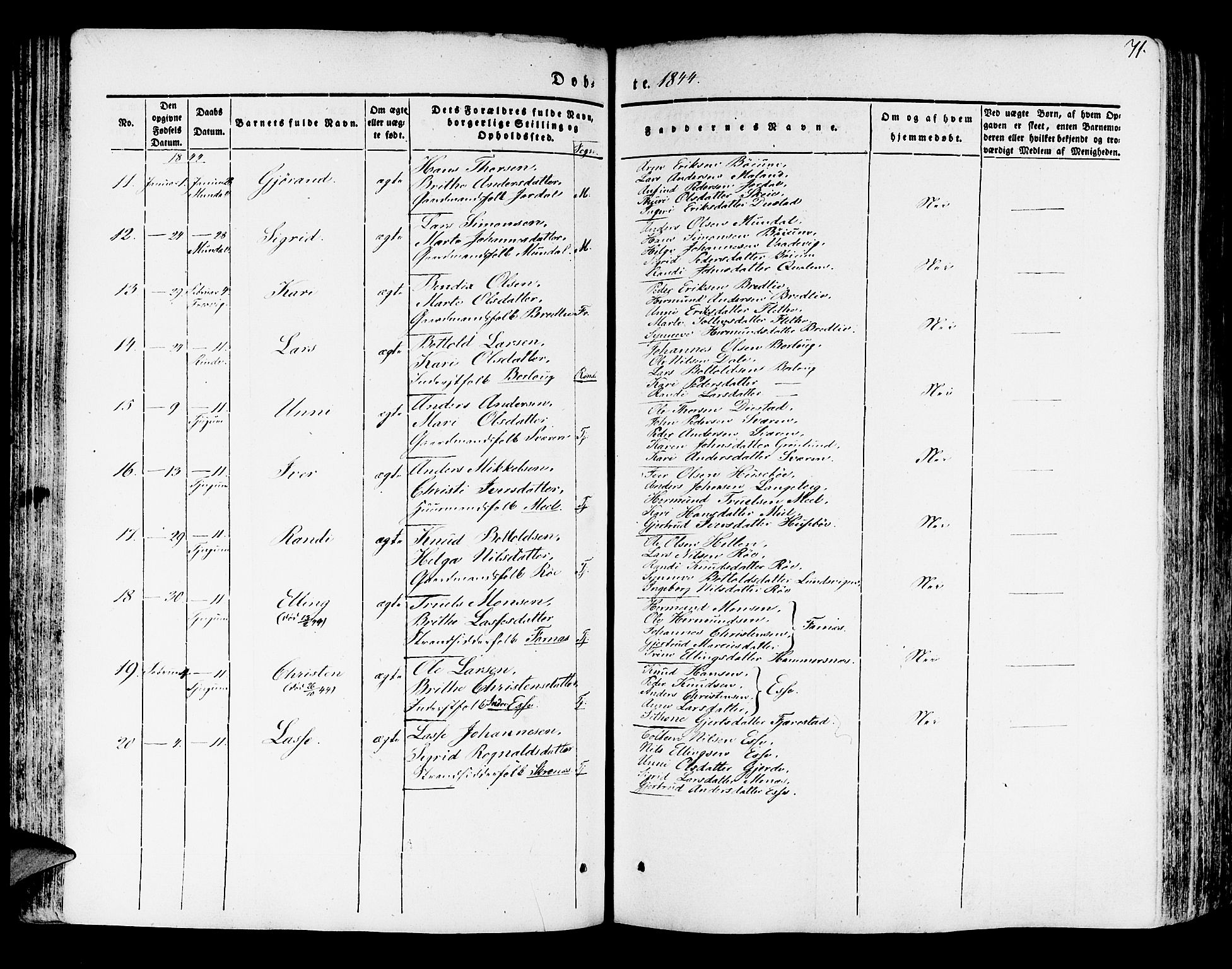 Leikanger sokneprestembete, SAB/A-81001: Parish register (official) no. A 7, 1838-1851, p. 71