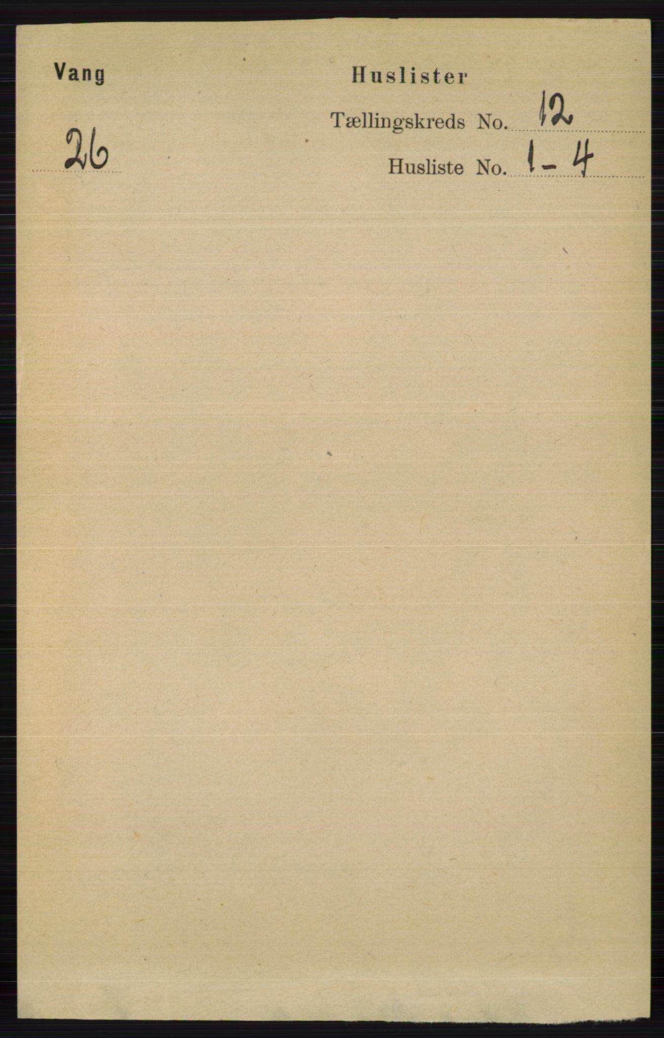 RA, 1891 census for 0545 Vang, 1891, p. 2612