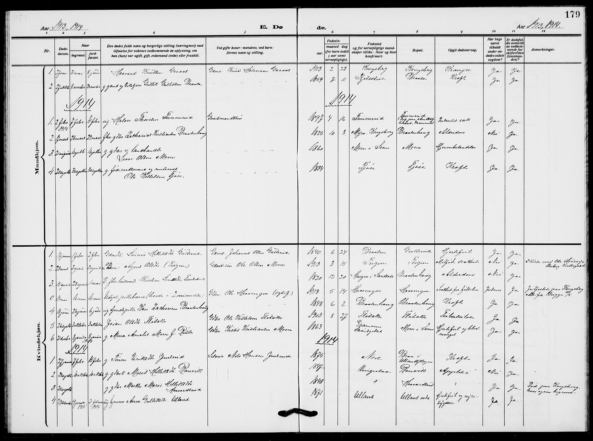 Flesberg kirkebøker, AV/SAKO-A-18/G/Ga/L0006: Parish register (copy) no. I 6, 1909-1924, p. 179