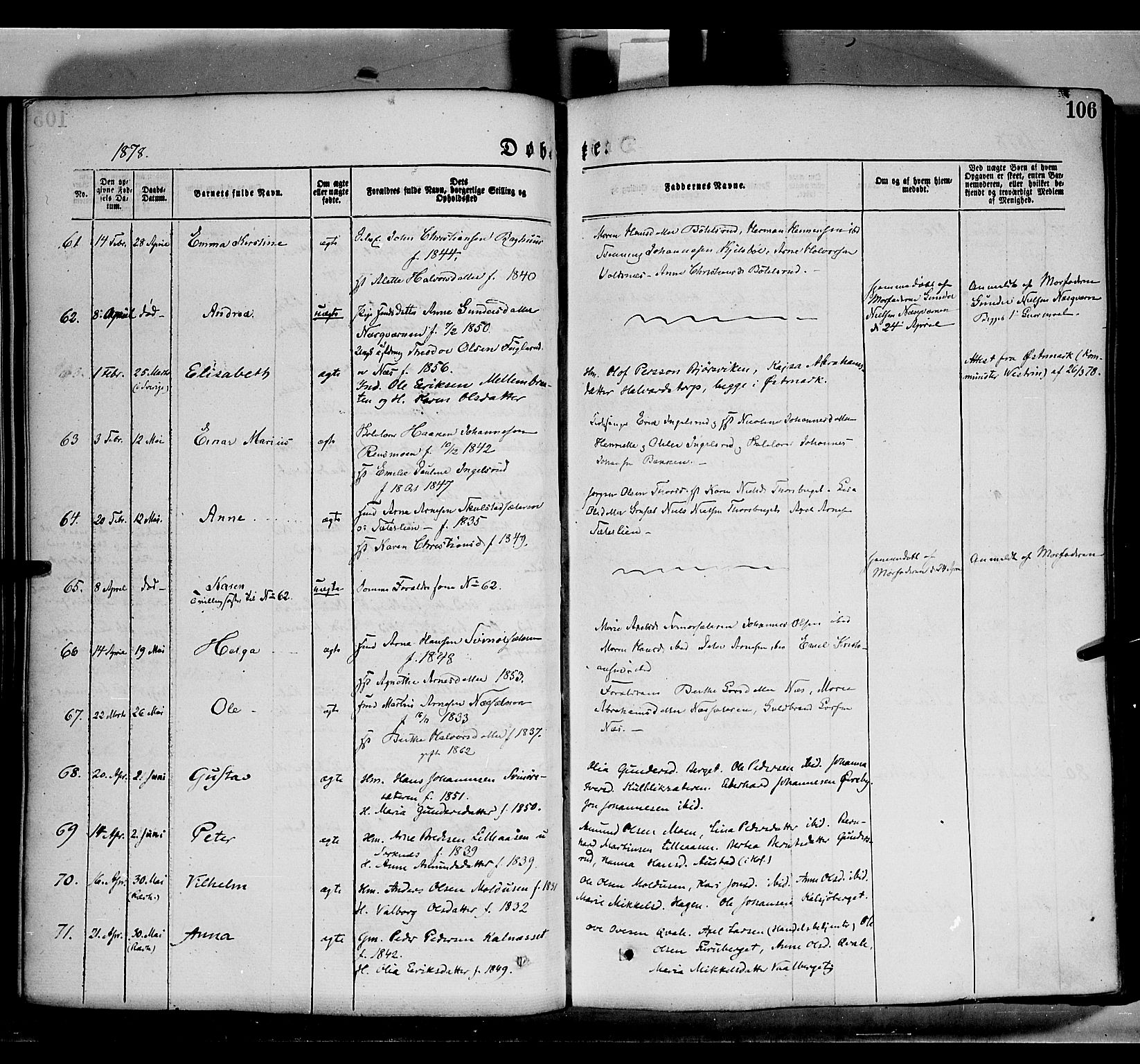 Grue prestekontor, AV/SAH-PREST-036/H/Ha/Haa/L0011: Parish register (official) no. 11, 1873-1880, p. 106