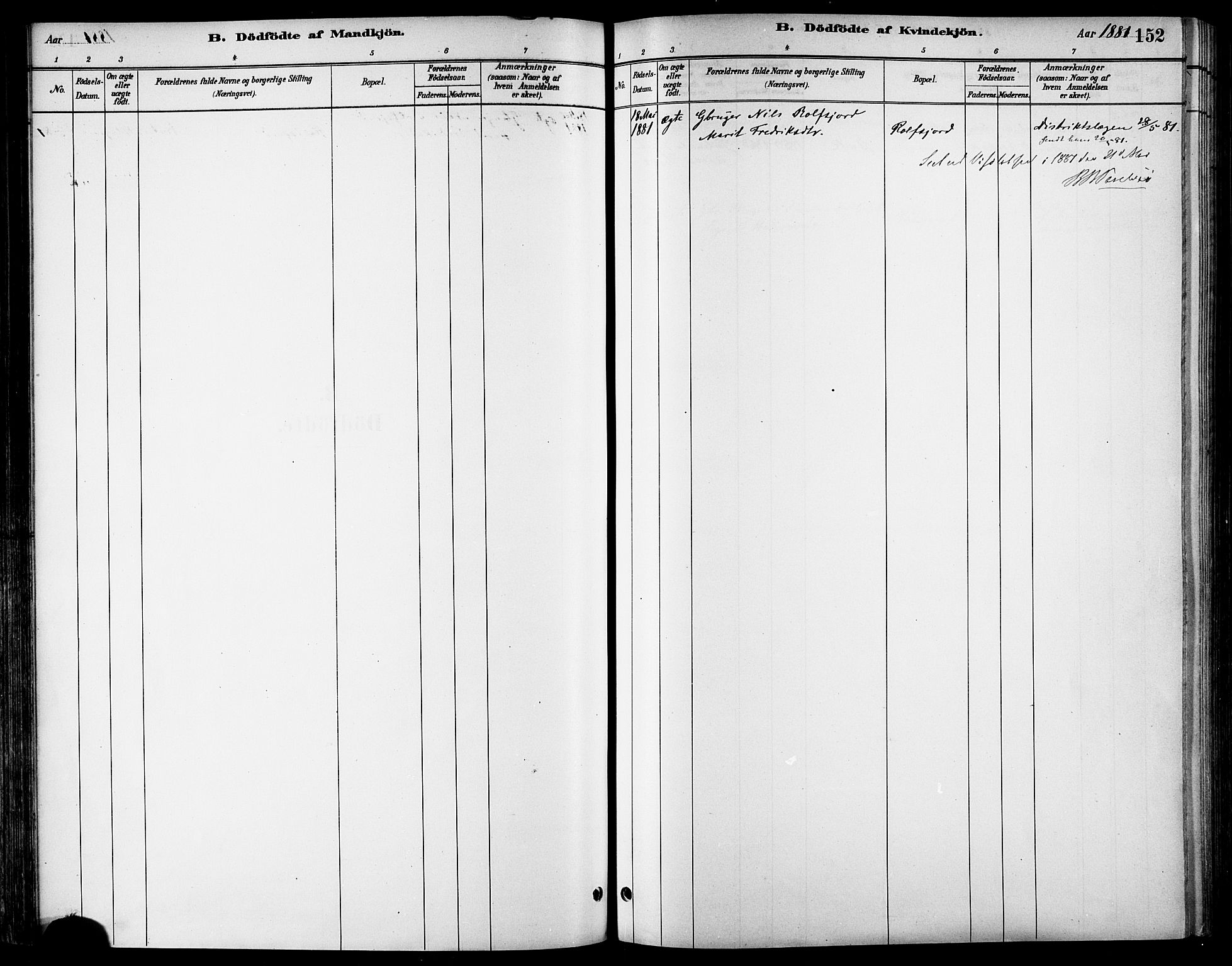 Ministerialprotokoller, klokkerbøker og fødselsregistre - Sør-Trøndelag, SAT/A-1456/678/L0901: Parish register (official) no. 678A10, 1881-1894, p. 152