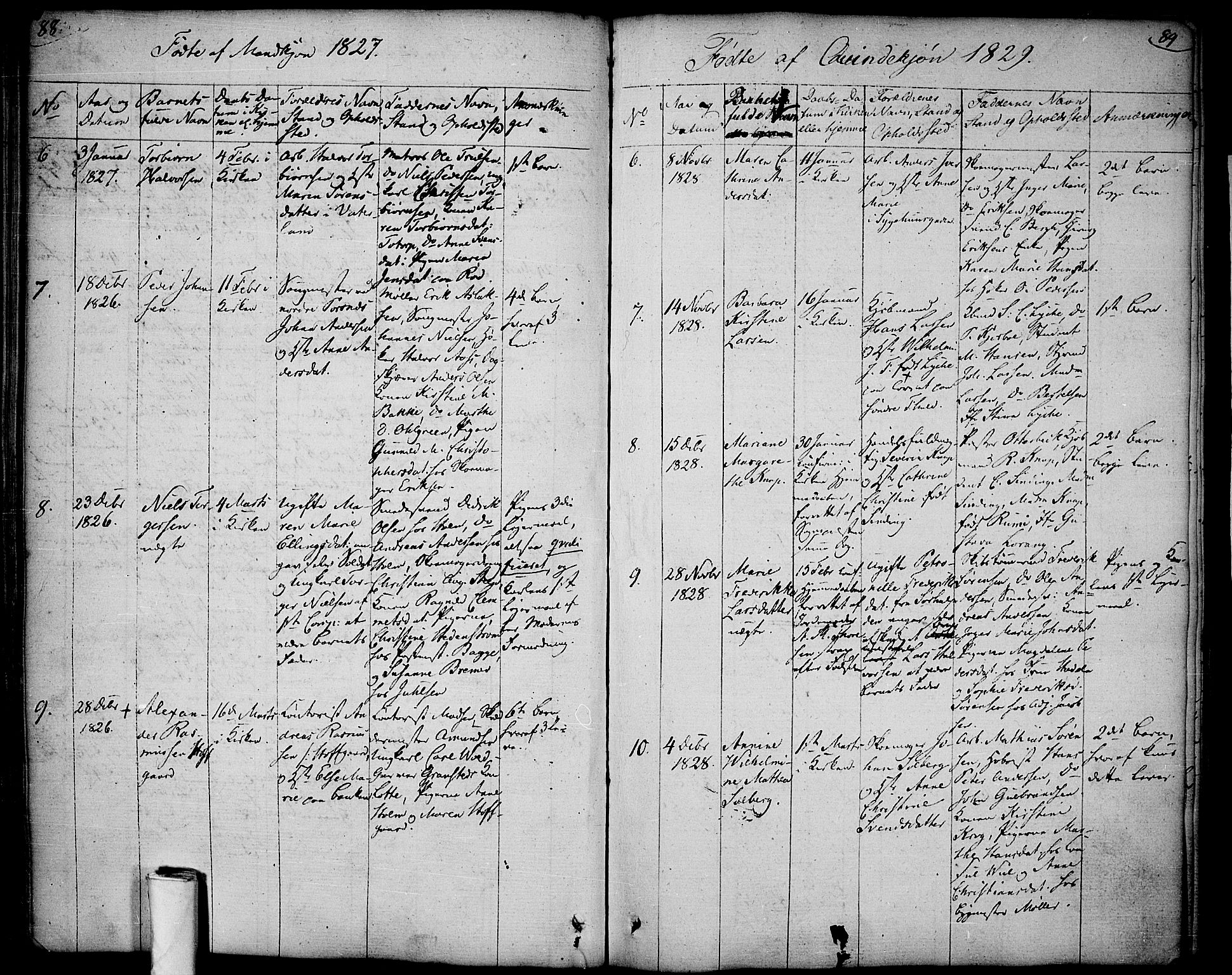 Halden prestekontor Kirkebøker, AV/SAO-A-10909/F/Fa/L0004: Parish register (official) no. I 4, 1823-1834, p. 88-89