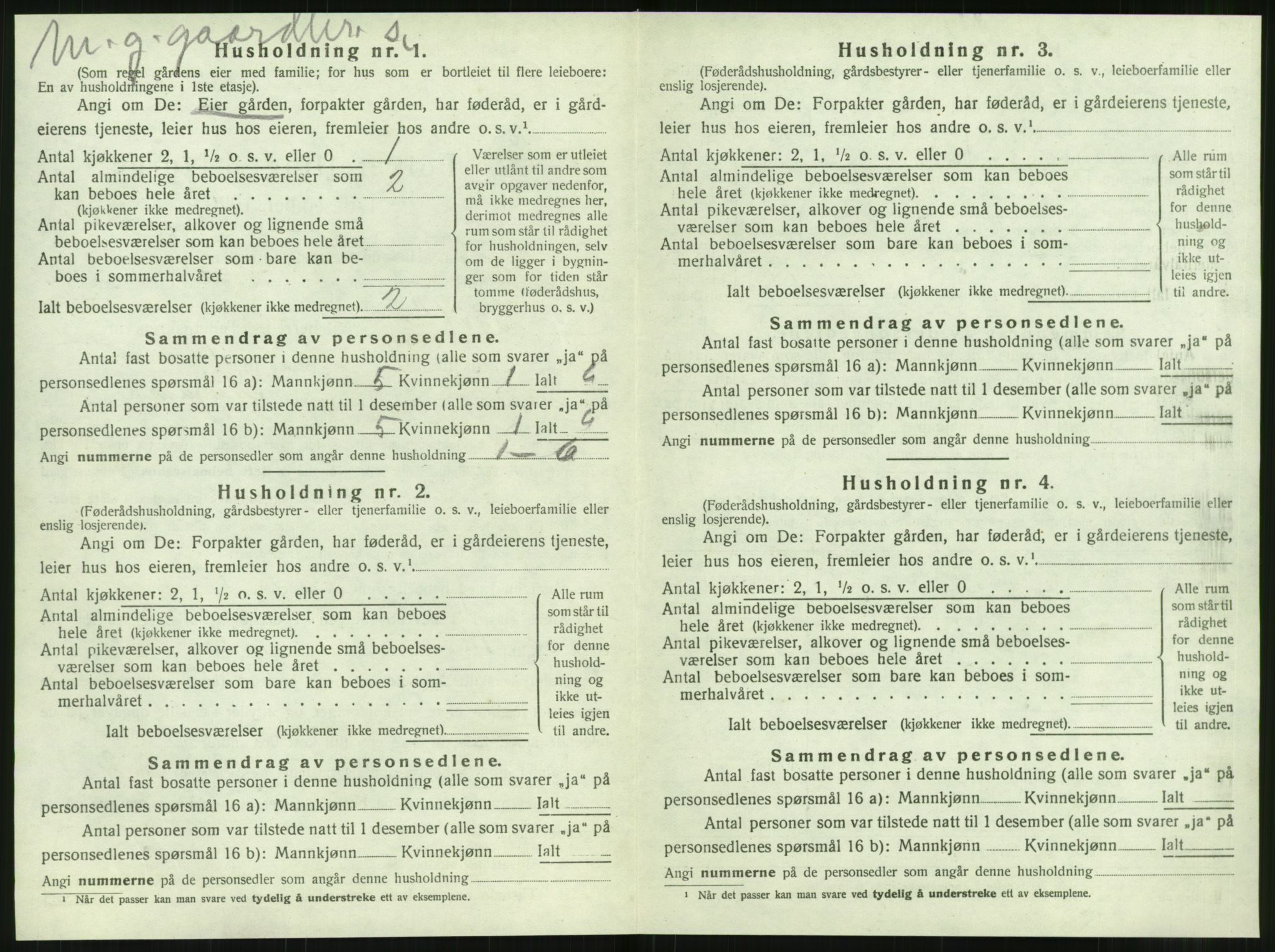 SAT, 1920 census for Tjøtta, 1920, p. 290