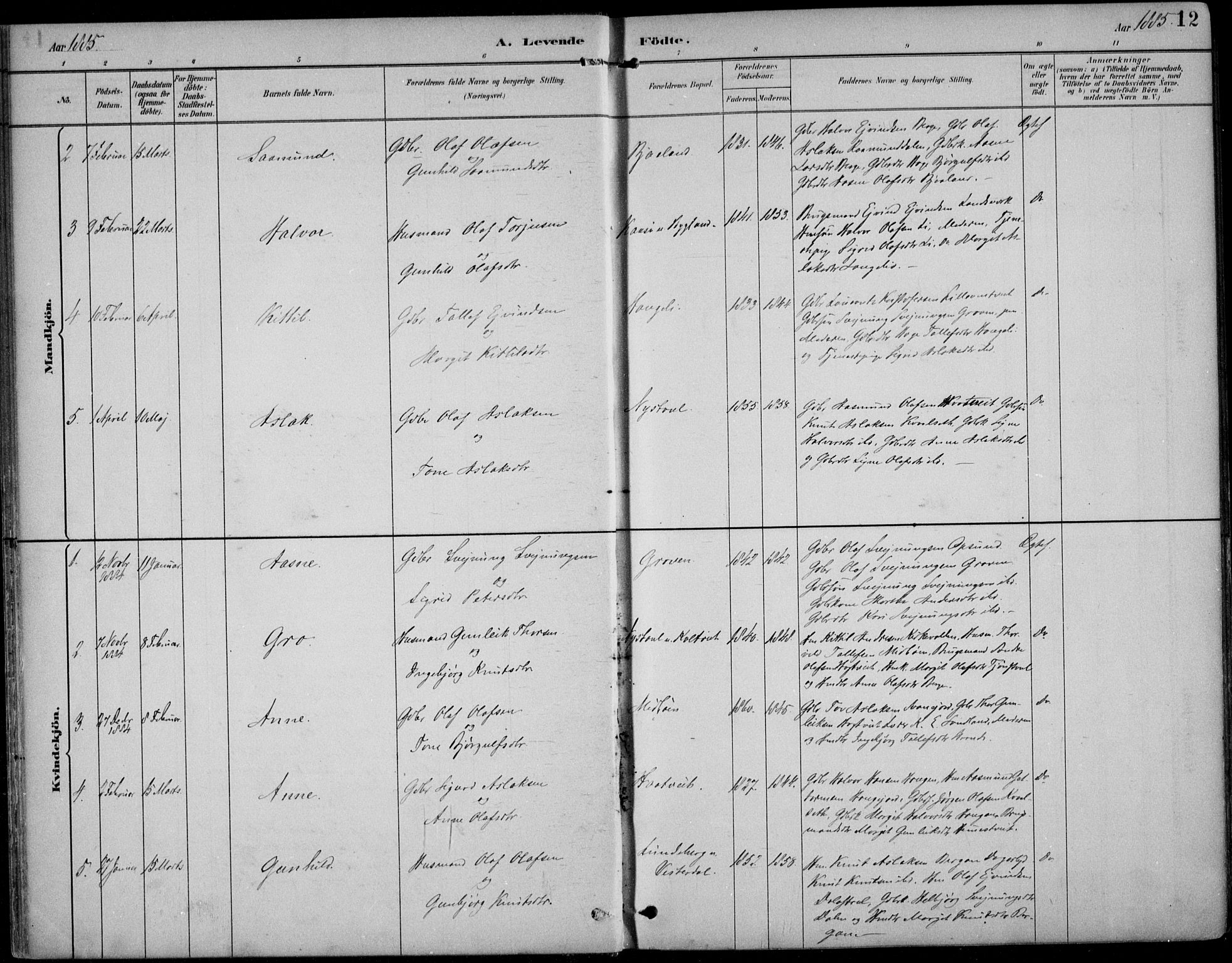 Kviteseid kirkebøker, SAKO/A-276/F/Fb/L0002: Parish register (official) no. II 2, 1882-1916, p. 12