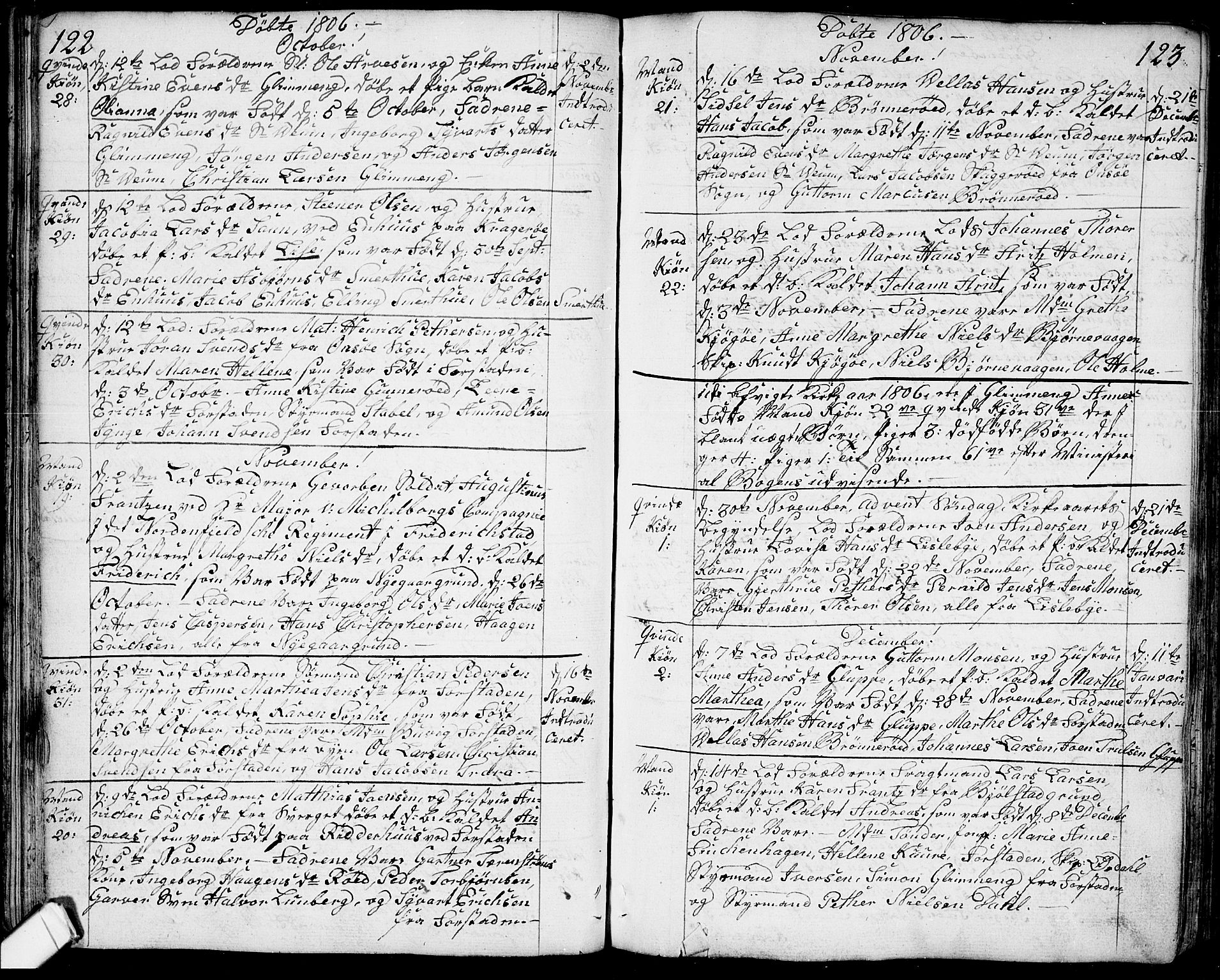 Glemmen prestekontor Kirkebøker, SAO/A-10908/F/Fa/L0003: Parish register (official) no. 3, 1803-1815, p. 122-123