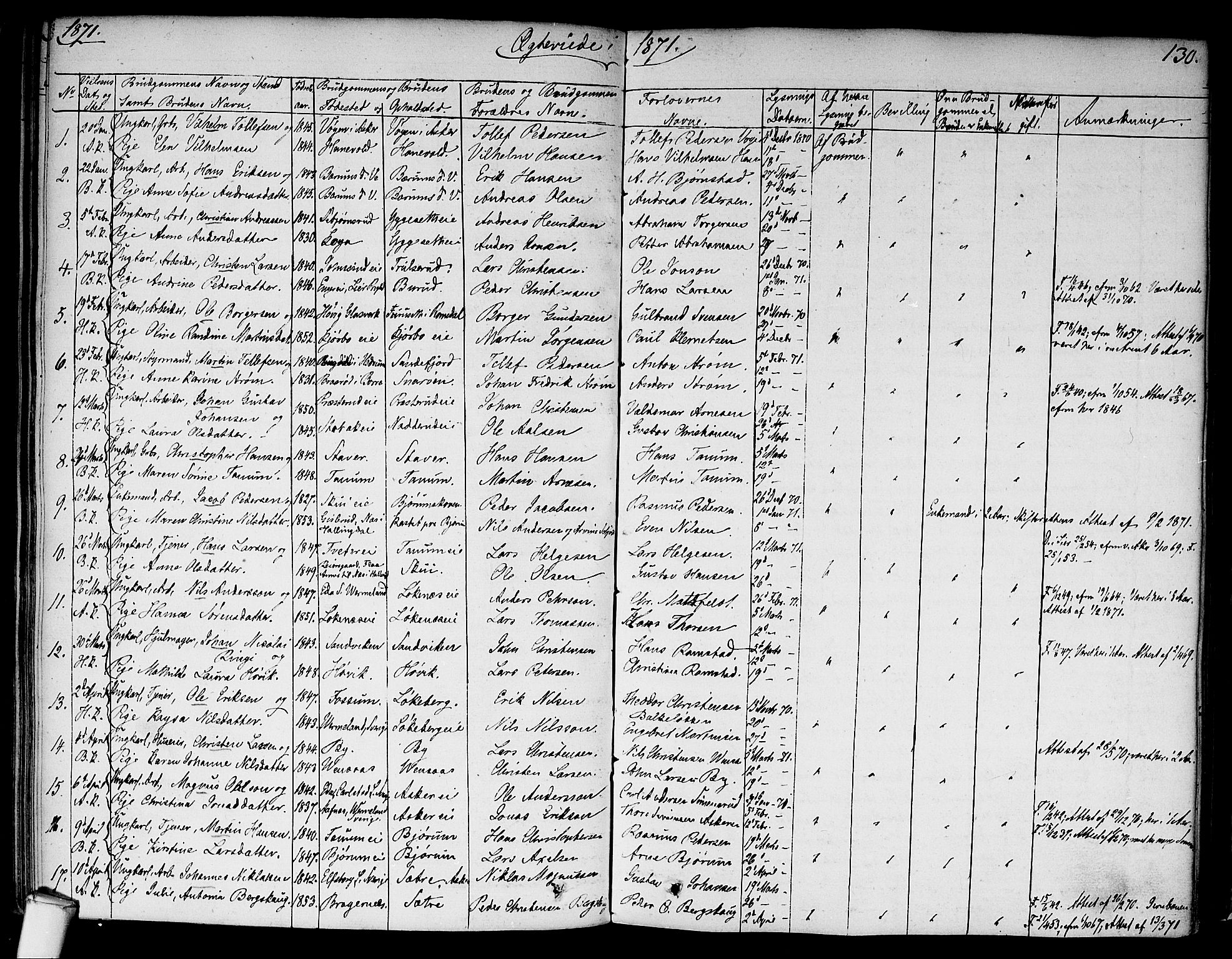 Asker prestekontor Kirkebøker, SAO/A-10256a/F/Fa/L0010: Parish register (official) no. I 10, 1825-1878, p. 130