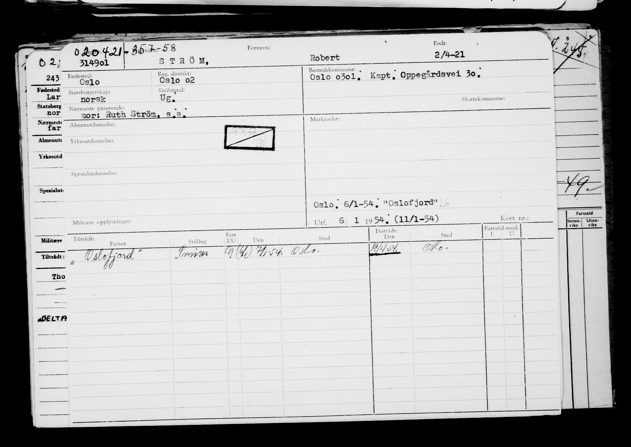 Direktoratet for sjømenn, RA/S-3545/G/Gb/L0192: Hovedkort, 1921, p. 63