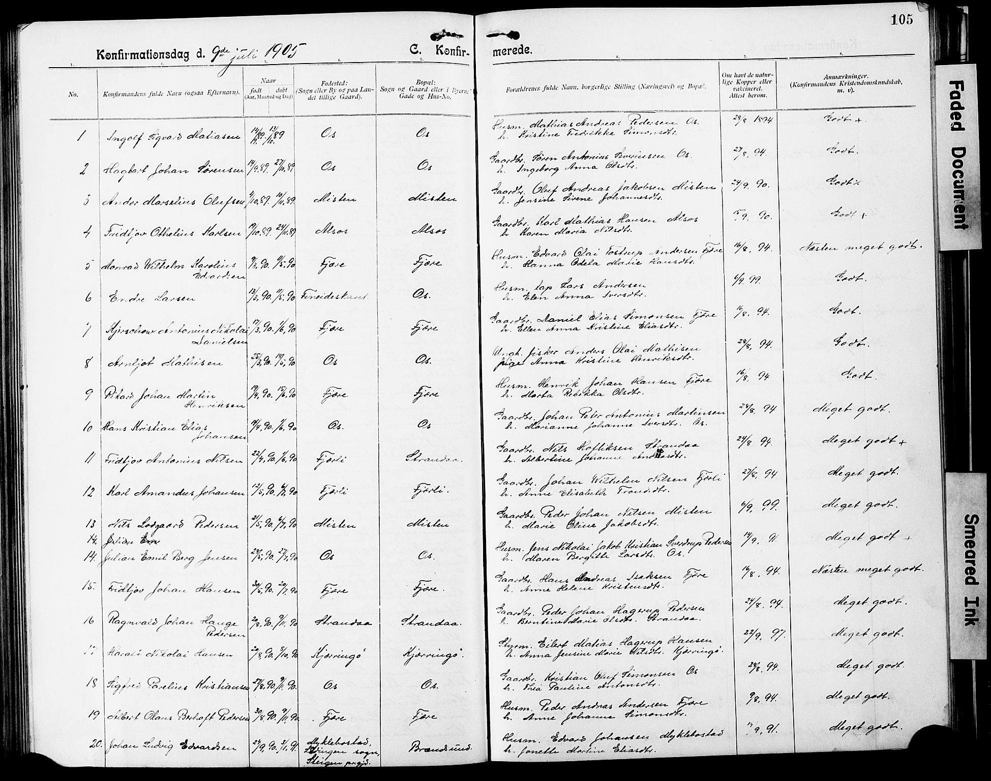 Ministerialprotokoller, klokkerbøker og fødselsregistre - Nordland, SAT/A-1459/803/L0077: Parish register (copy) no. 803C04, 1897-1930, p. 105