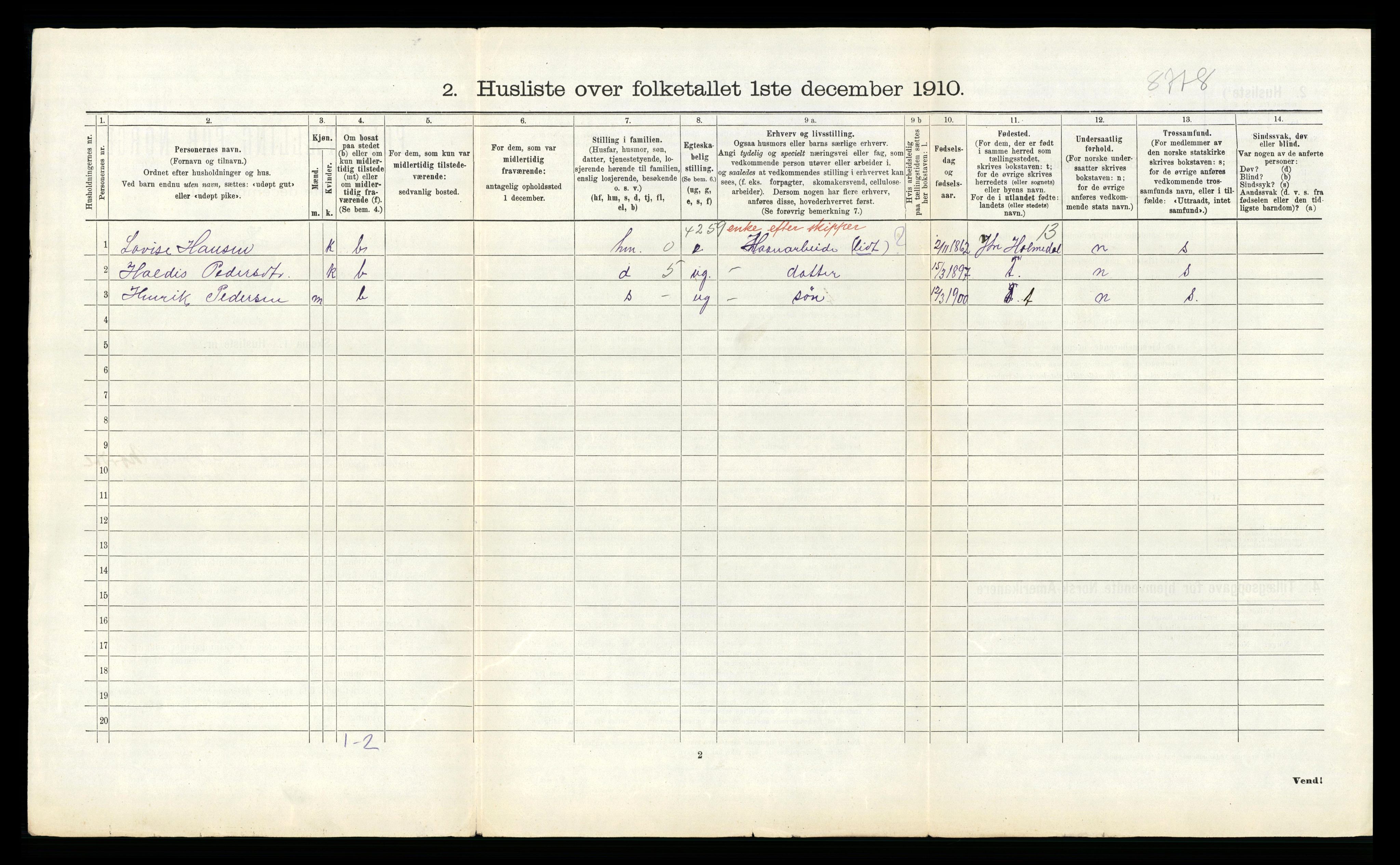 RA, 1910 census for Tysfjord, 1910, p. 670