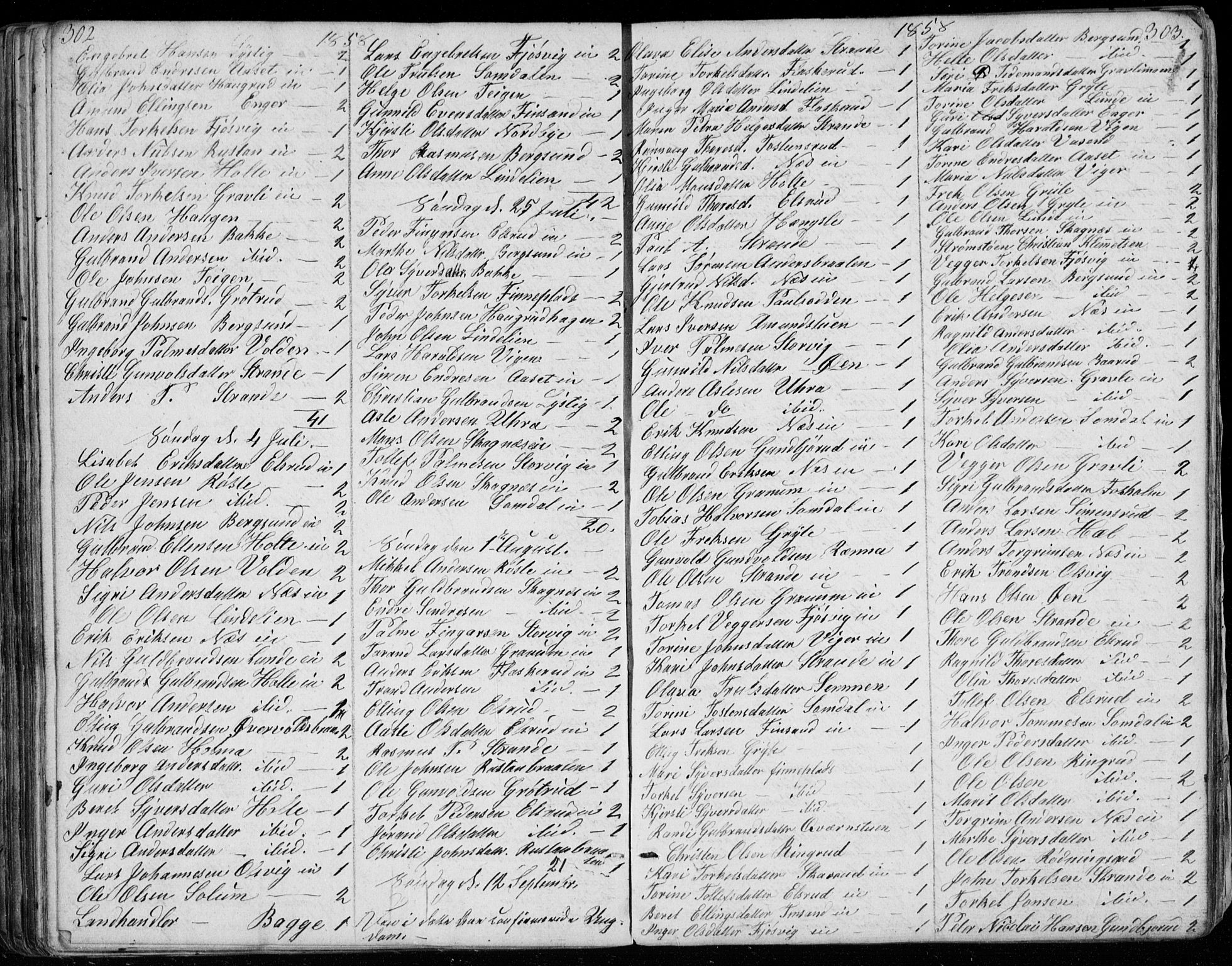 Ådal kirkebøker, SAKO/A-248/G/Ga/L0002: Parish register (copy) no. I 2, 1840-1861, p. 302-303