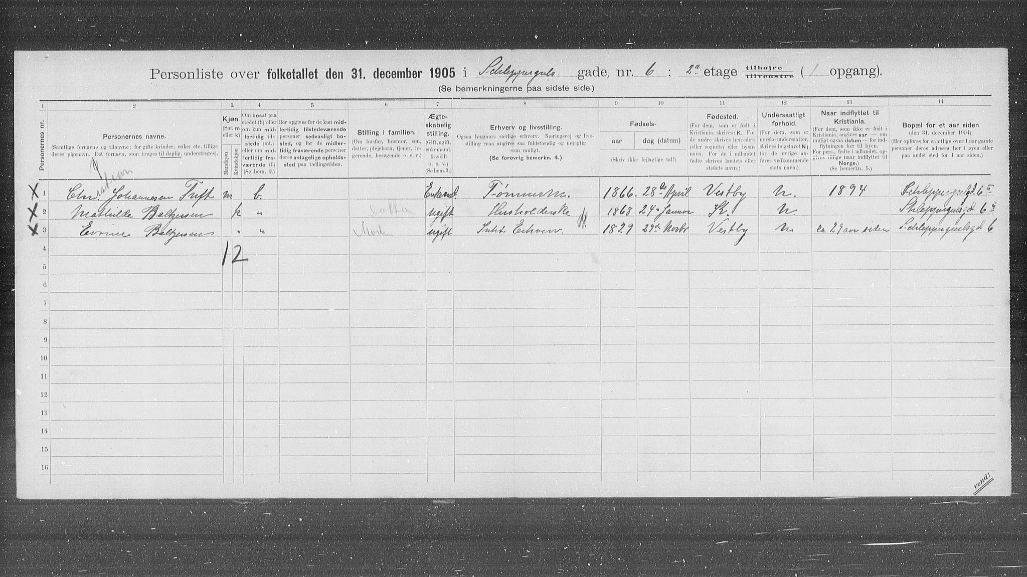 OBA, Municipal Census 1905 for Kristiania, 1905, p. 46690