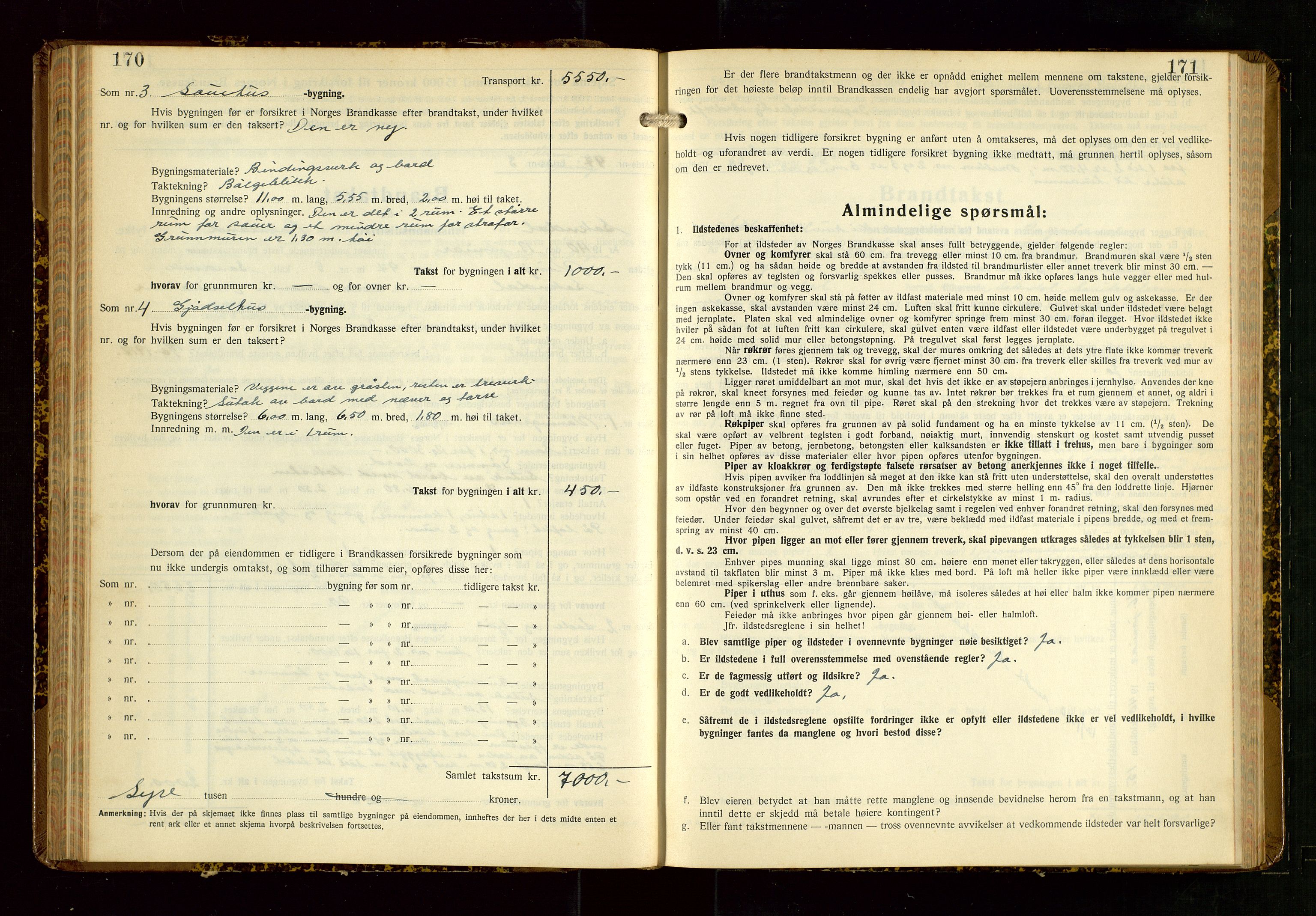 Sokndal lensmannskontor, SAST/A-100417/Gob/L0008: "Brandtakst-Protokoll", 1937-1955, p. 170-171