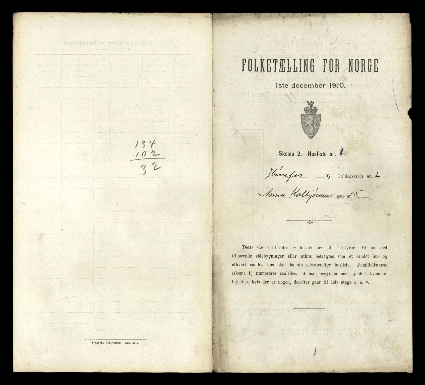 RA, 1910 census for Hønefoss, 1910, p. 249